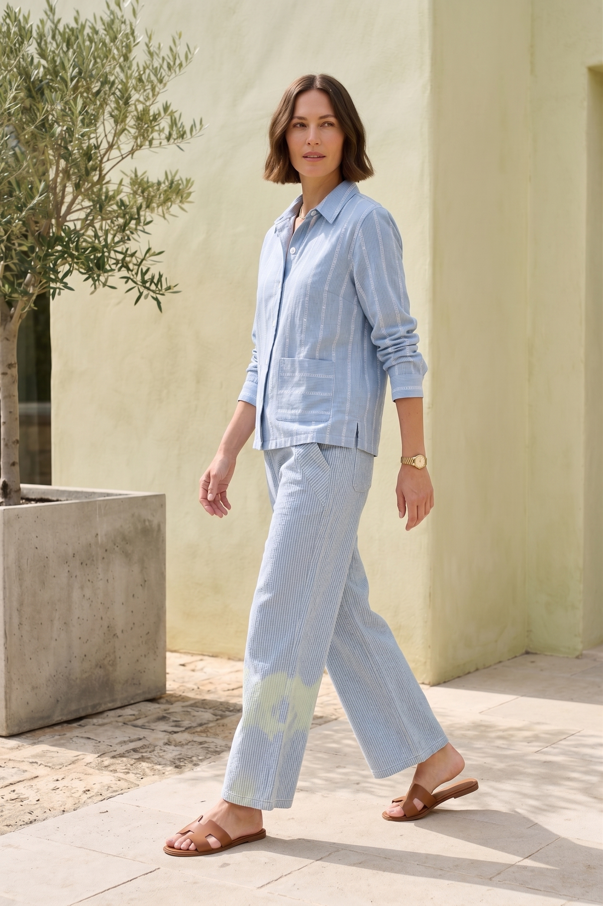 #D77 Striped Paneling Pants | Wild Palms Collection (Wholesale Pre-Pack)