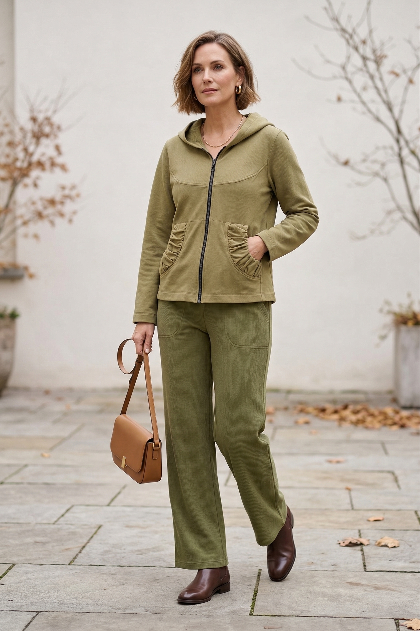 #7765 Stretch French Terry Ruched Zip Hoodie