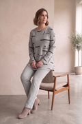 #1272 Abstract Print Long Sleeve Tunic Top | 100% Cotton Jersey
