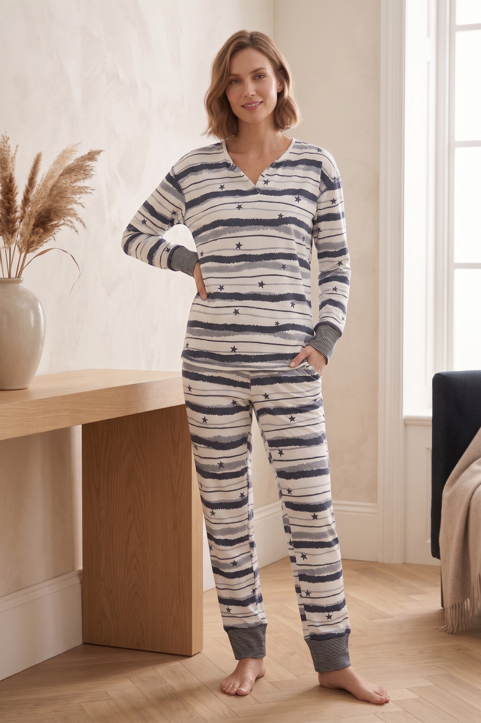 Star & Stripe Cotton Jersey Pajama Set | PJ72S