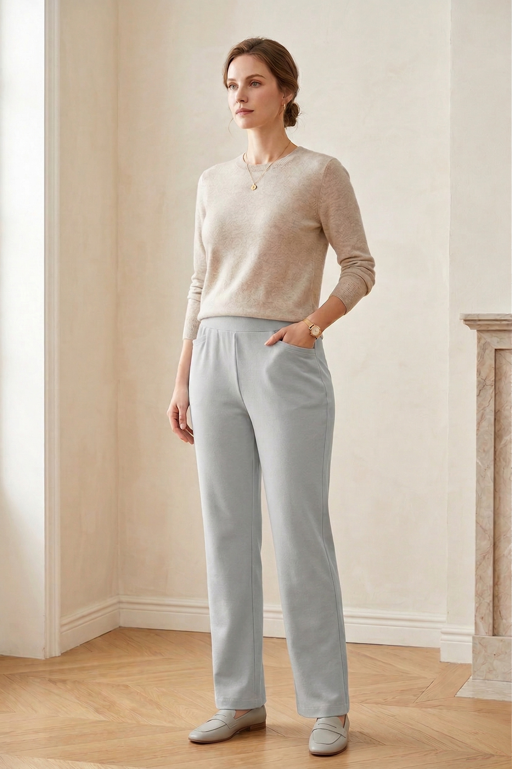 #5742 Stretch French Terry Slim Pants
