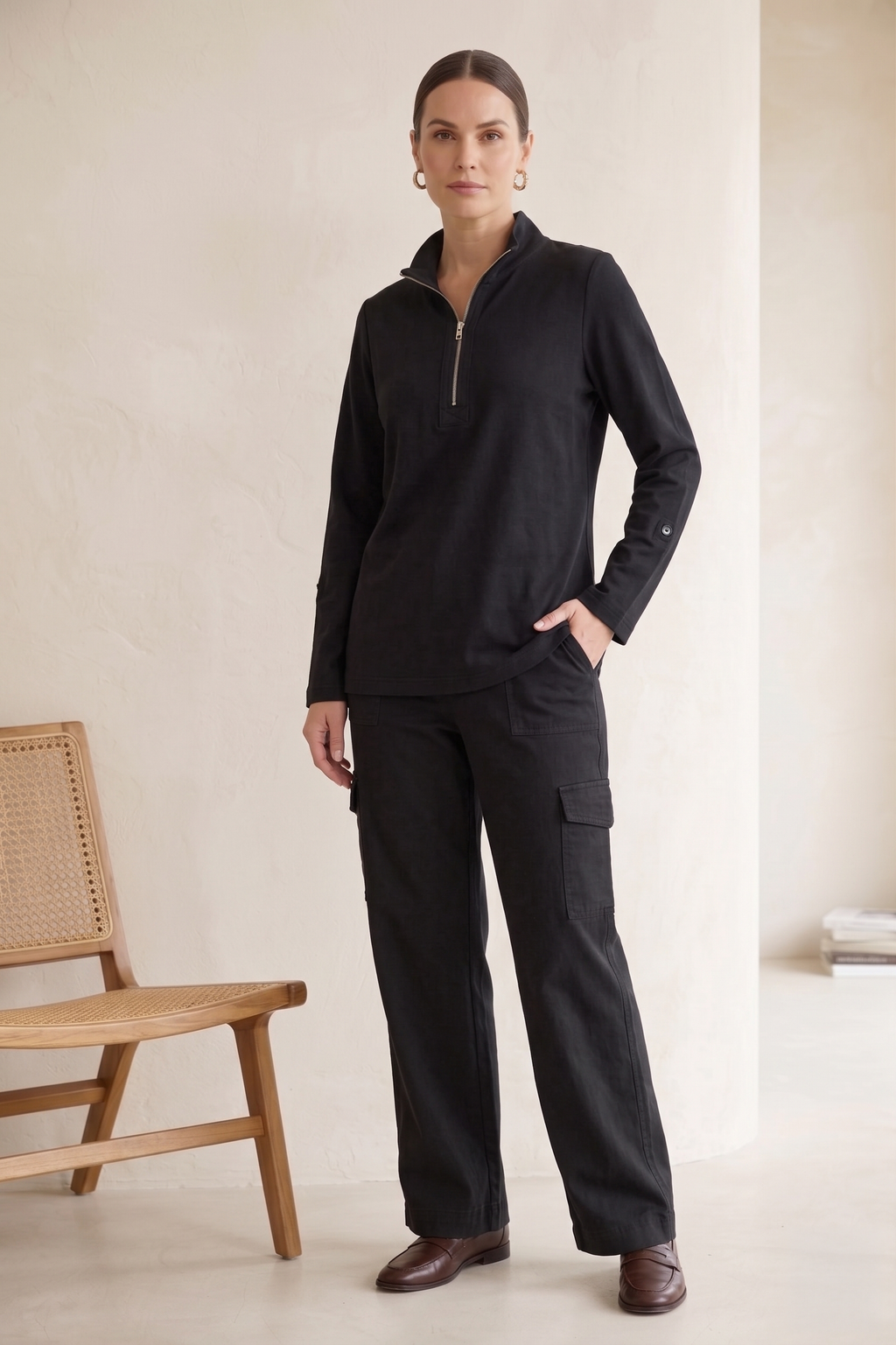 Premium Bracelet Sleeve Quarter-Zip Jersey Pullover - Cotton Spandex (#D38)
