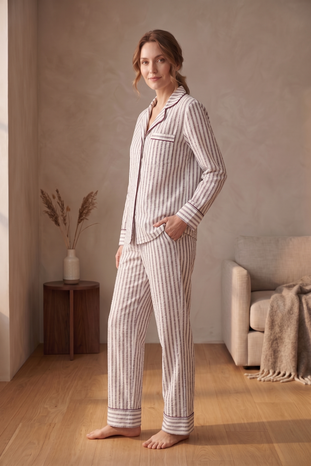 PJ73 Luxe Stripe Pajama Set | Premium Cotton Stretch French Terry