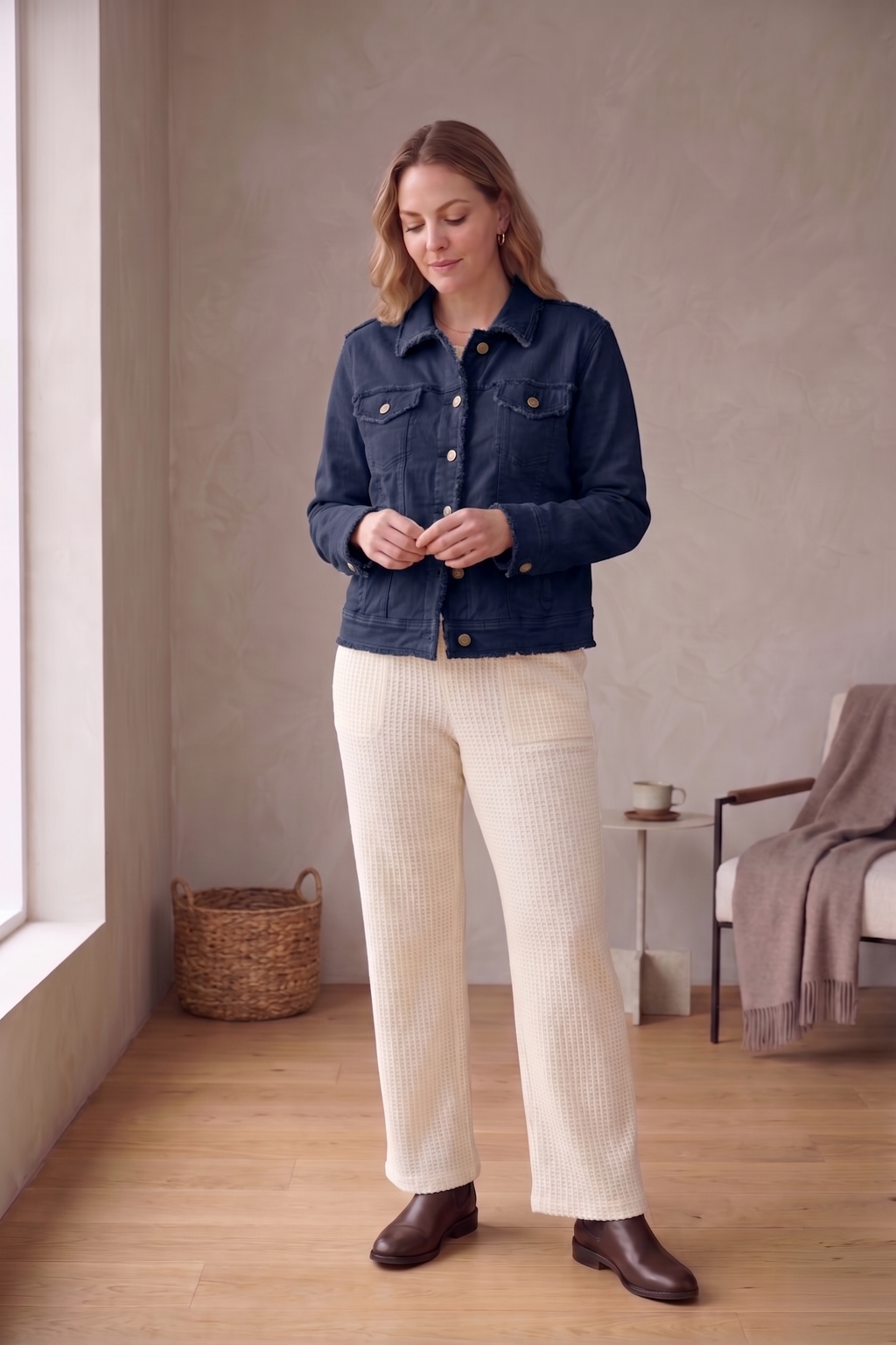 Product Title The #D48 Fringe-Edge Stretch Denim Jacket — Comfort Meets Bohemian Edge