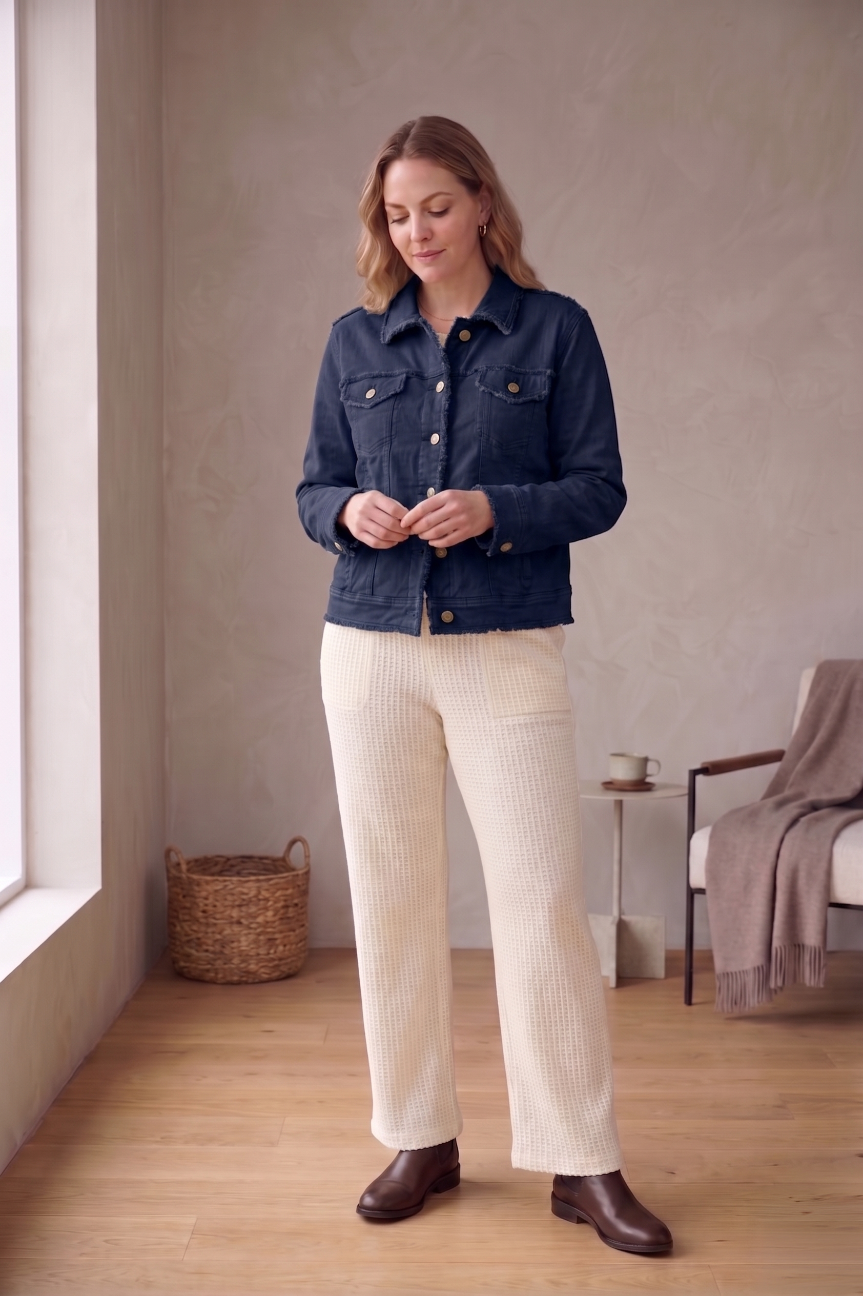 Product Title The #D48 Fringe-Edge Stretch Denim Jacket — Comfort Meets Bohemian Edge