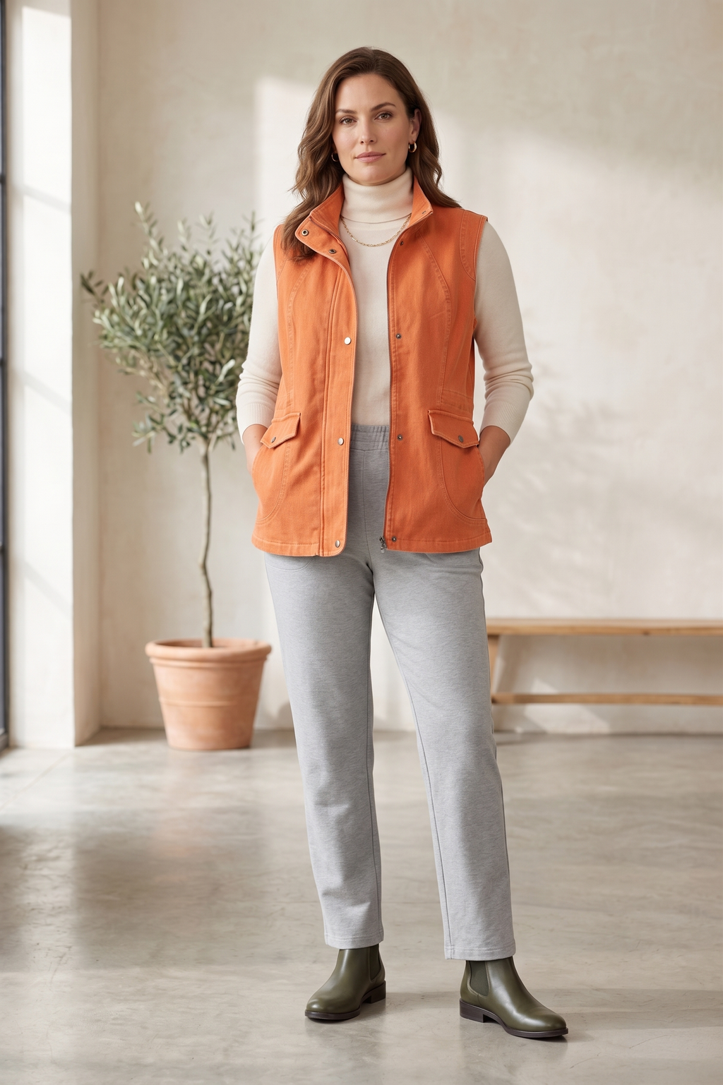 Women’s Stretch Denim Cargo Vest (#D44)