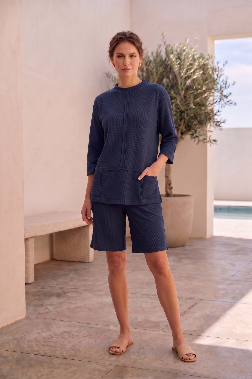 Wild Palms #8318 ¾ Sleeve Roll Neck Top (Wholesale)