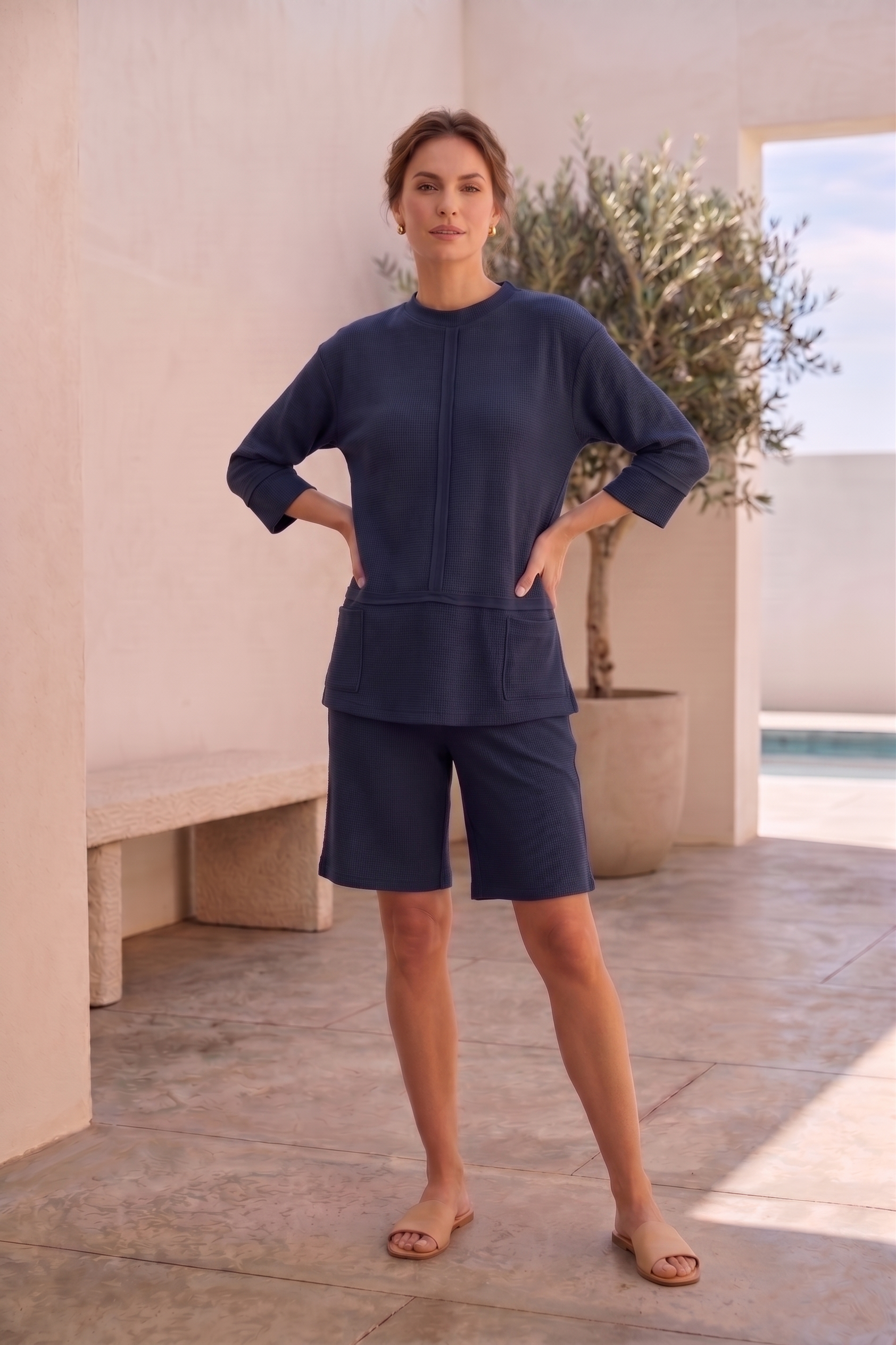 Wild Palms #8318 ¾ Sleeve Roll Neck Top (Wholesale)