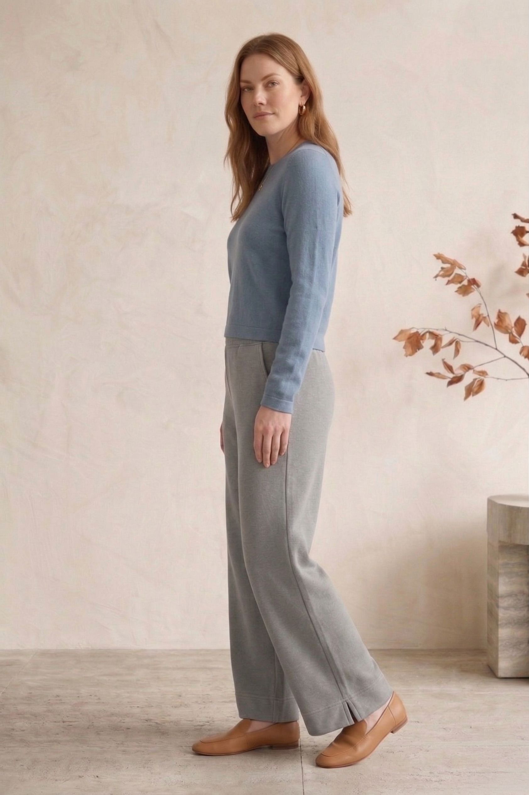 #5749 Stretch French Terry Wide Leg Pants