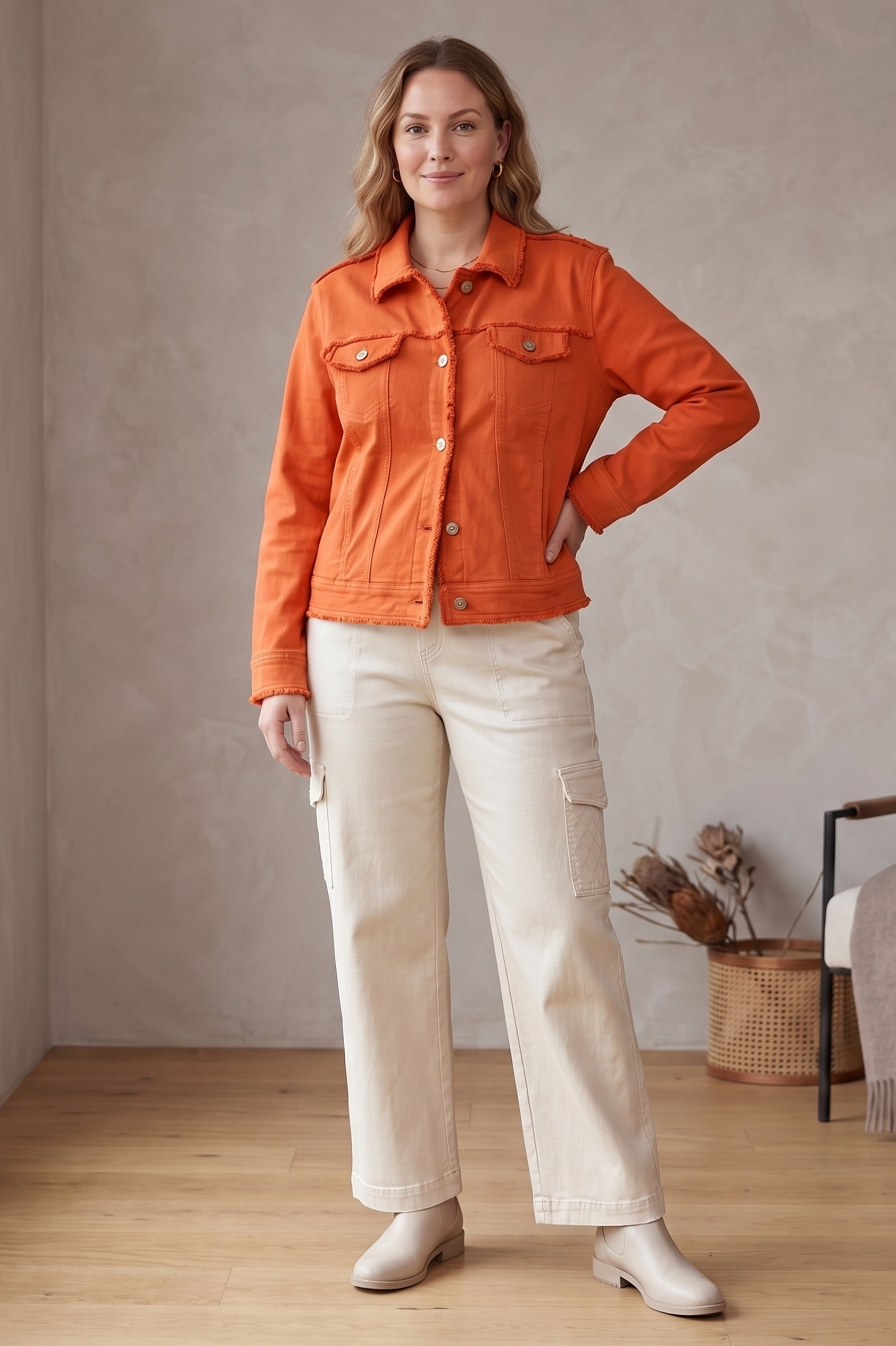 Product Title The #D48 Fringe-Edge Stretch Denim Jacket — Comfort Meets Bohemian Edge