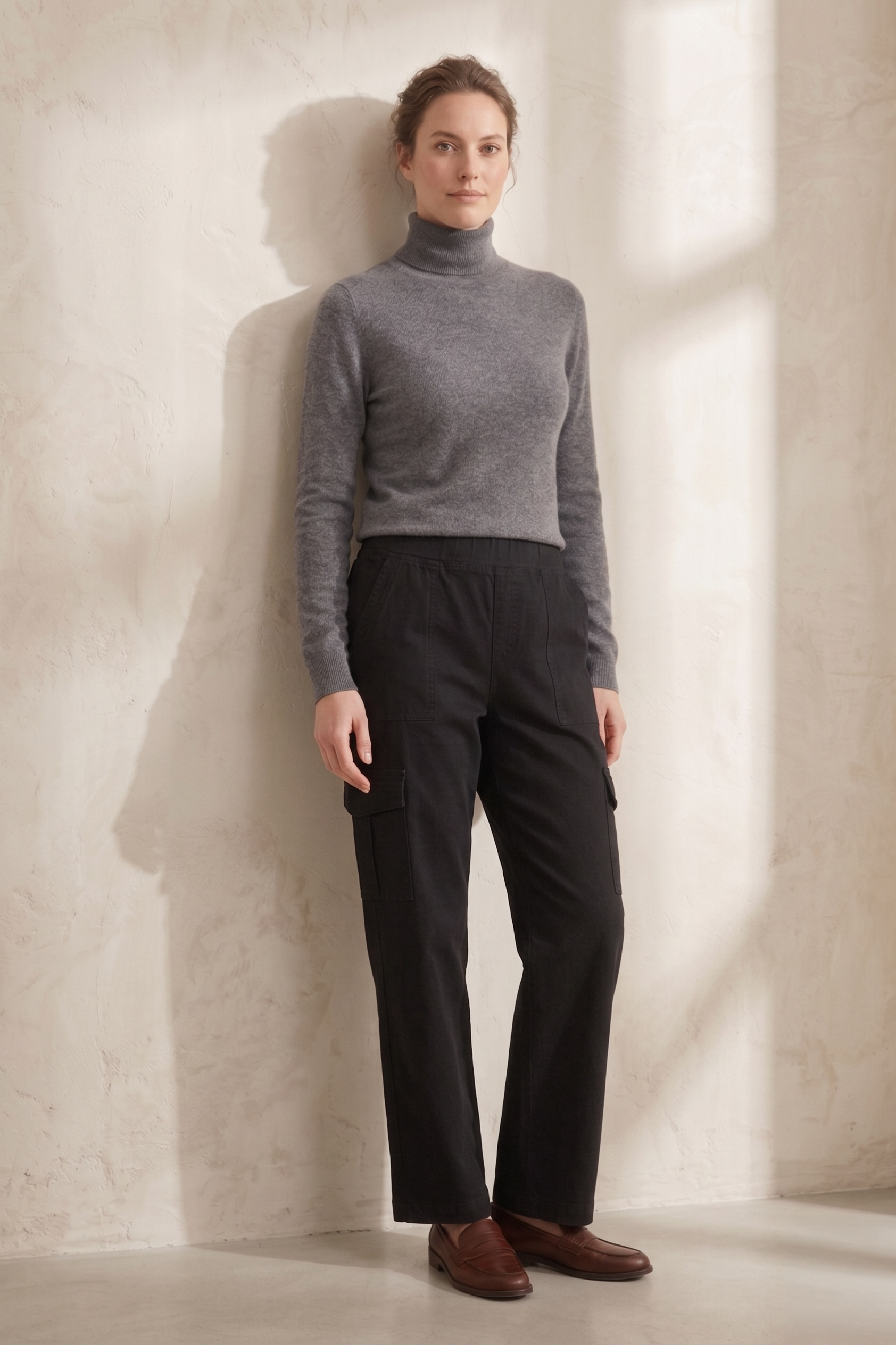 D58 Minimalist Contrast Stitching Cargo Jeans | Premium Stretch Denim