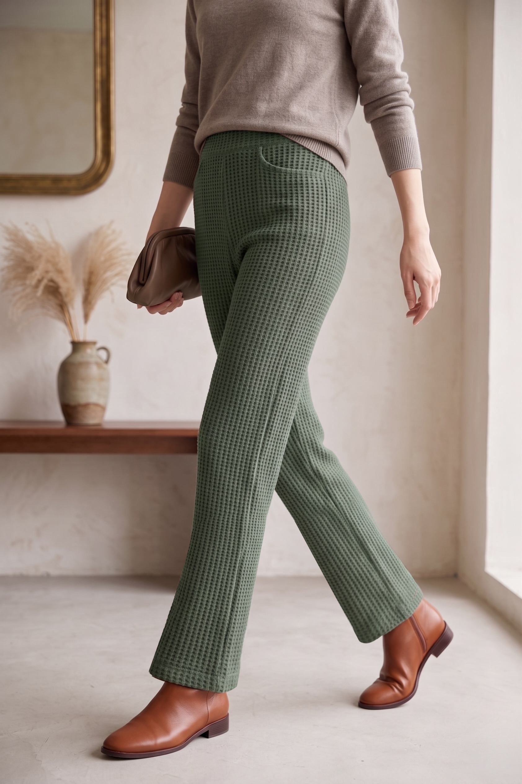 Waffle Knit Slim Pants - Style #W10