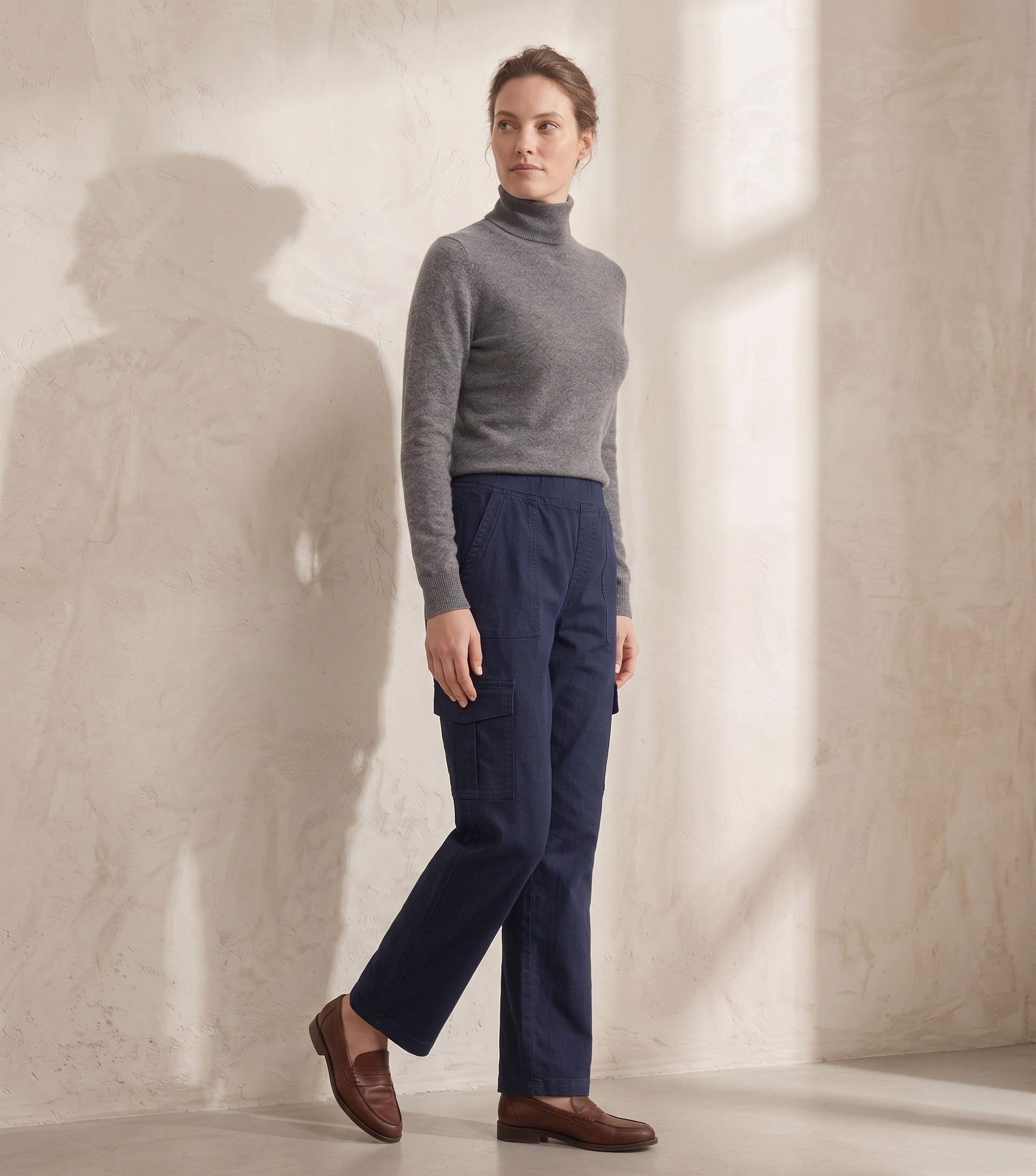 D58 Minimalist Contrast Stitching Cargo Jeans | Premium Stretch Denim