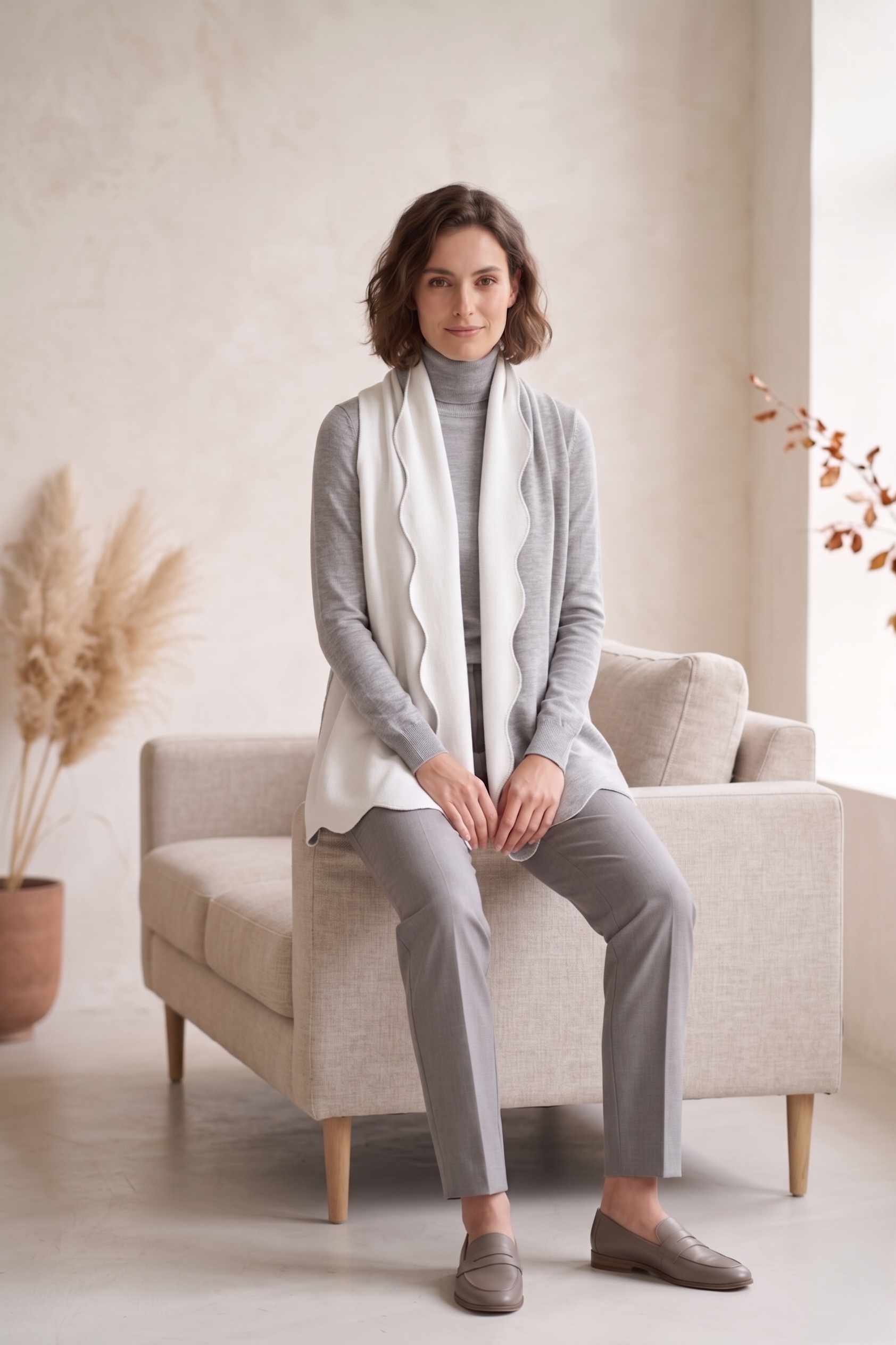 Double Face Scallop Scarf & Travel Wrap – SF02