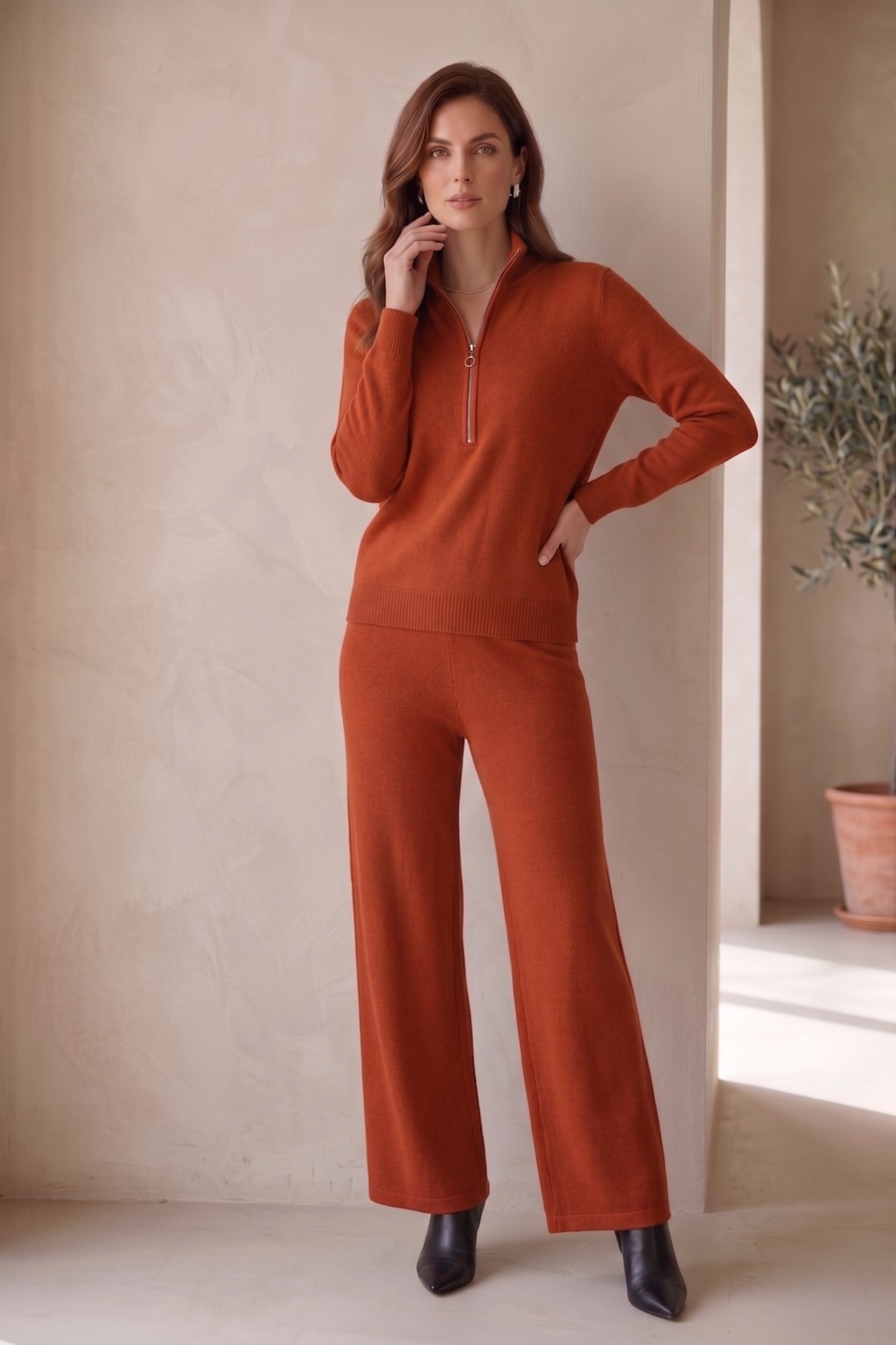 Women’s Premium Waffle Knit L/S Mock Neck Top – Style #W04