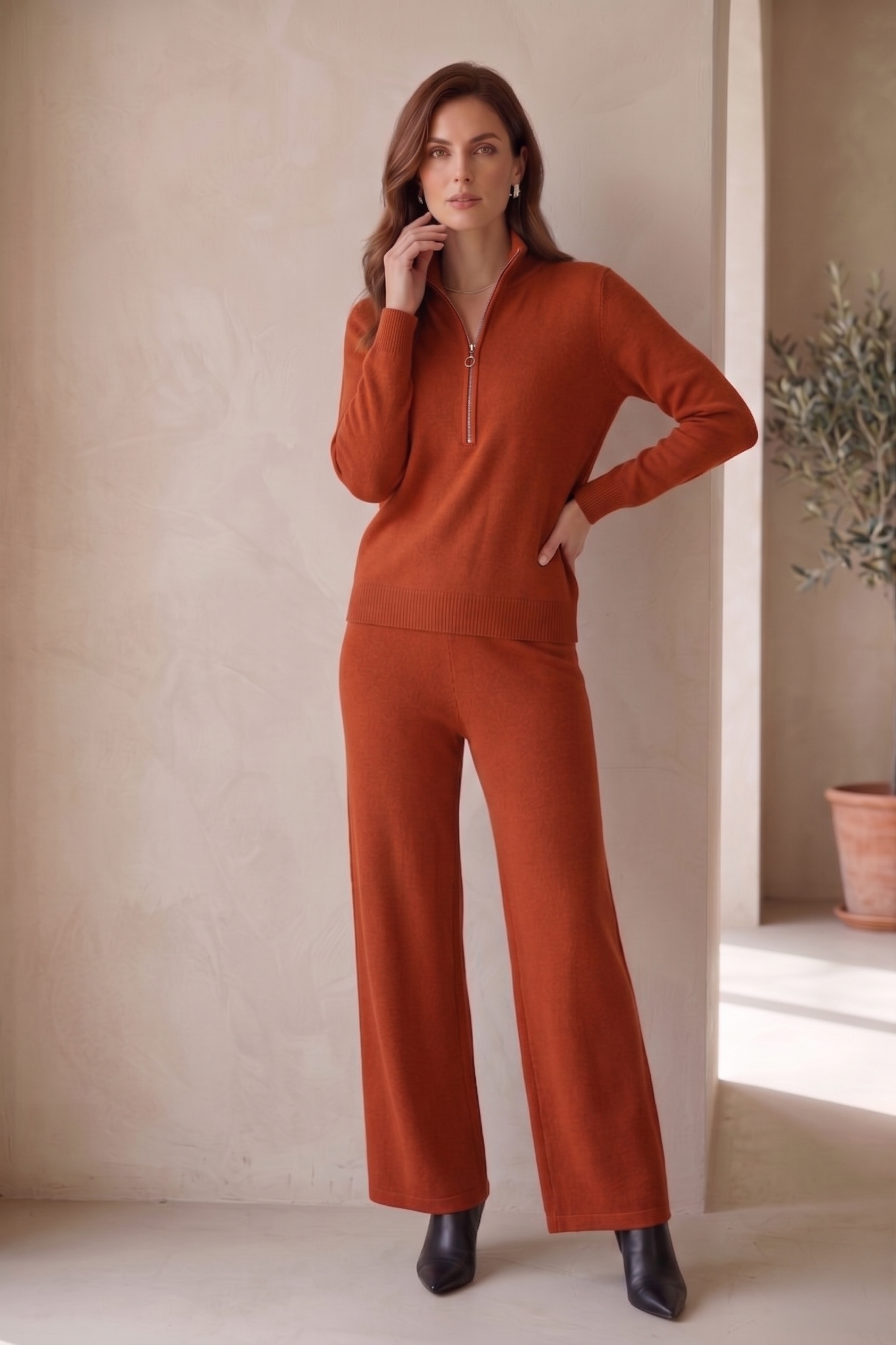 Women’s Premium Waffle Knit L/S Mock Neck Top – Style #W04