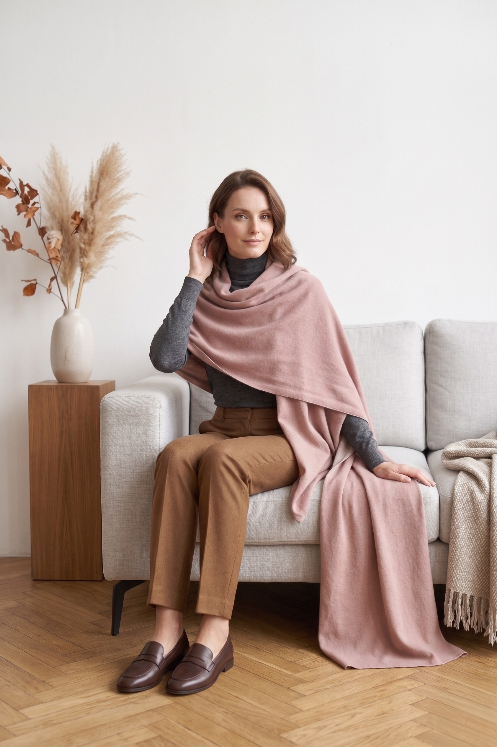 TW01 Double Face Travel Wrap & Scarf | Eco-Cozy, Wool & Silk Blend