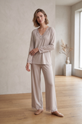 PJ71 Bracelet Sleeve Lace Trim Lounge Set