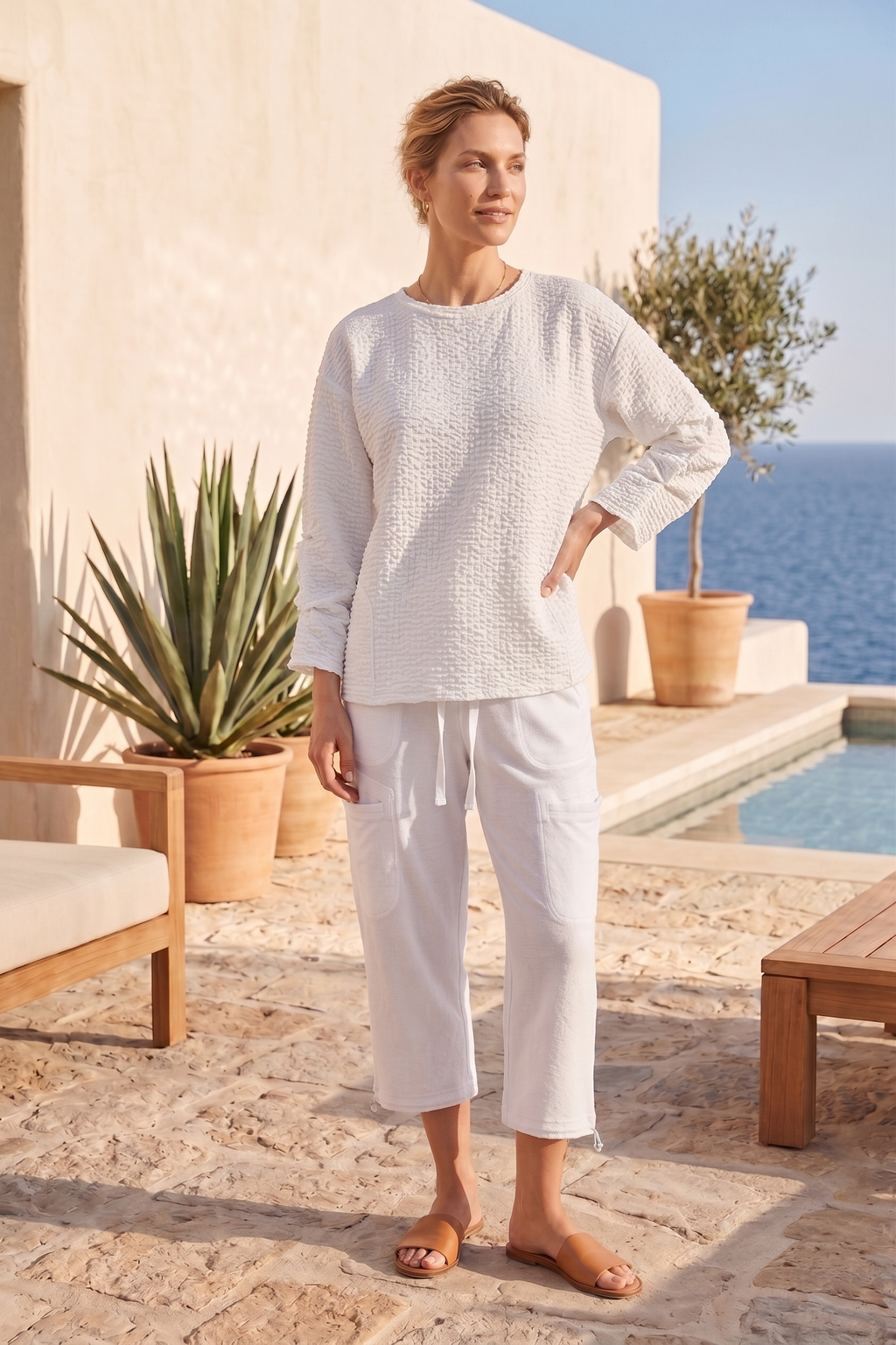 Style #8375|Wholesale Bubble Knit ¾ Sleeve Roll Neck Top - Multiple Colors