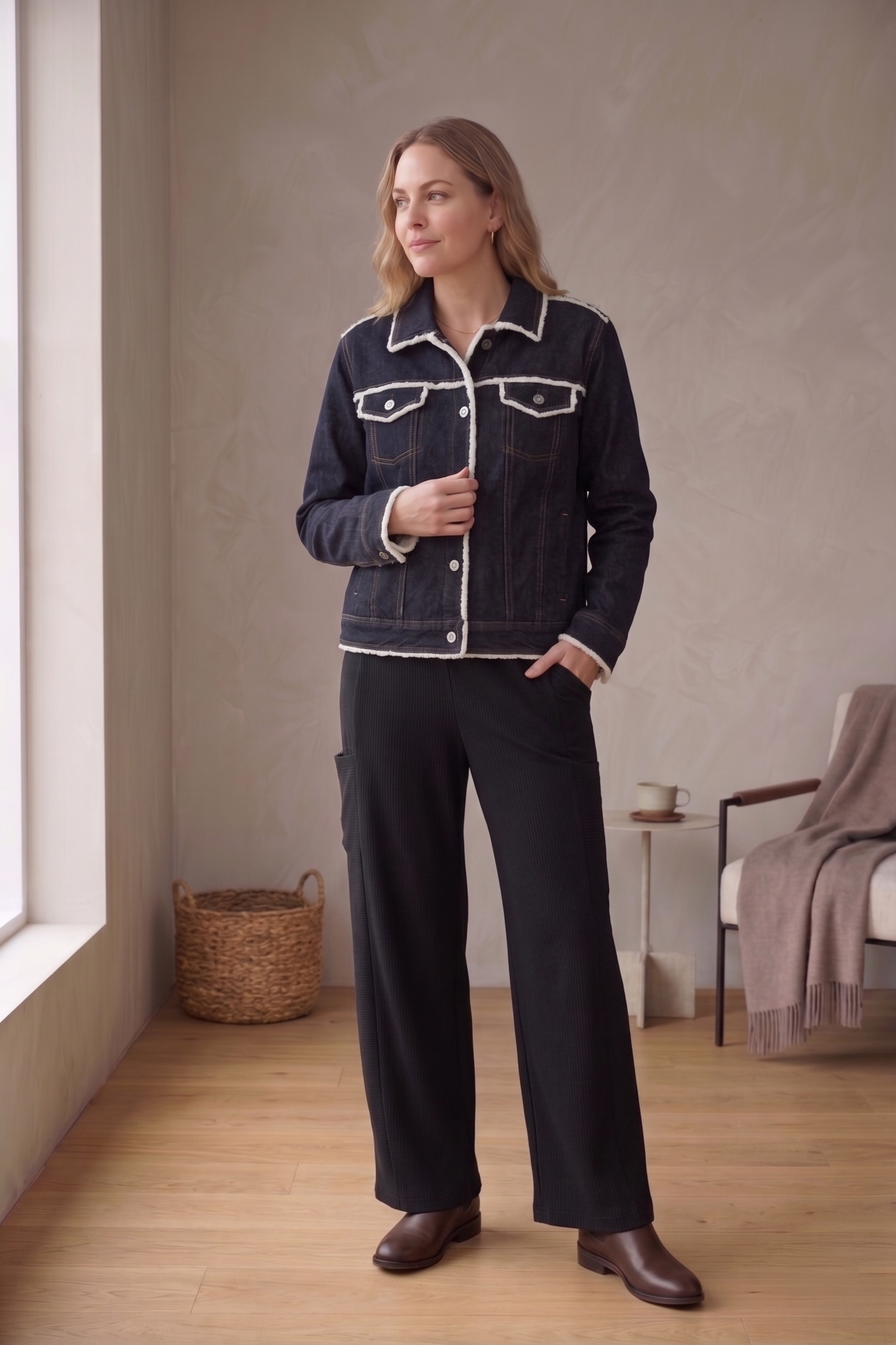 Product Title The #D48 Fringe-Edge Stretch Denim Jacket — Comfort Meets Bohemian Edge