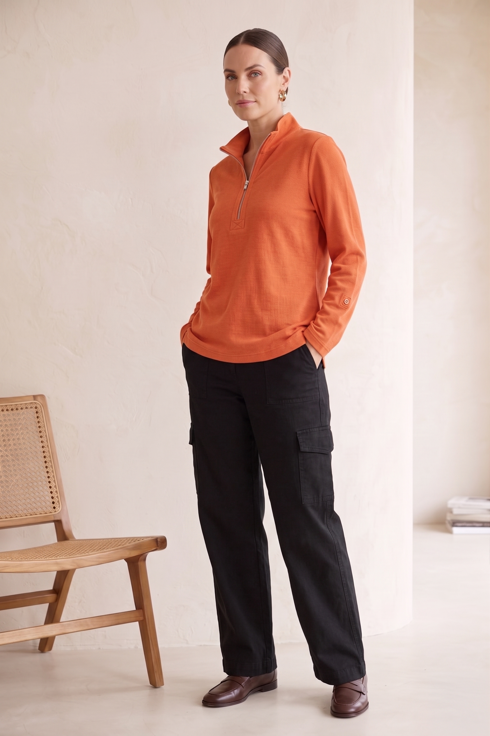 Premium Bracelet Sleeve Quarter-Zip Jersey Pullover - Cotton Spandex (#D38)