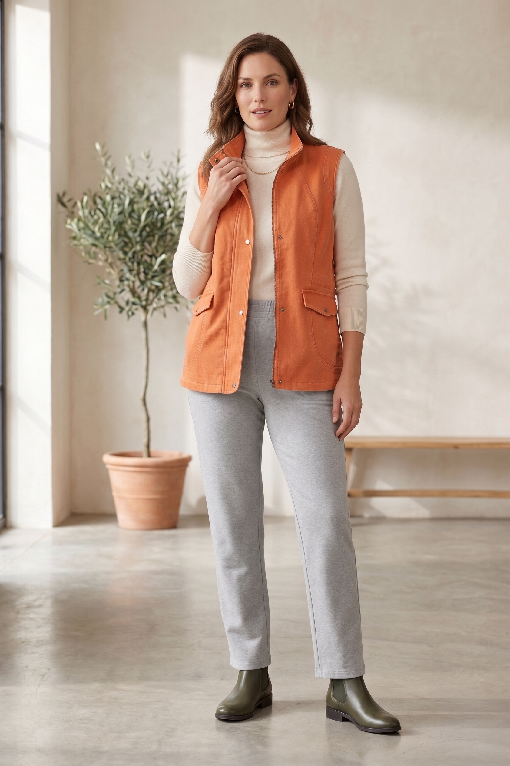 Women’s Stretch Denim Cargo Vest (#D44)