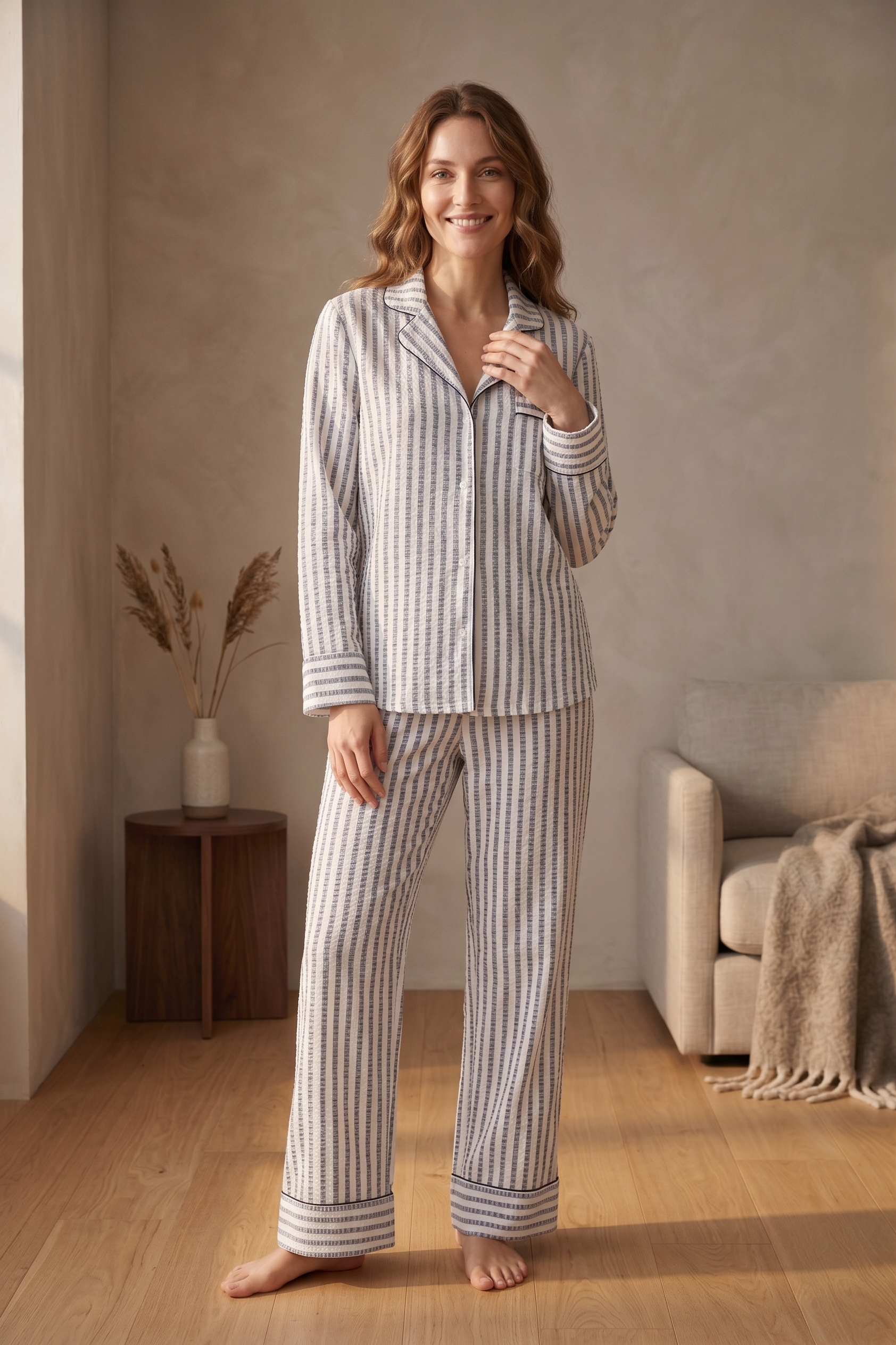 PJ73 Luxe Stripe Pajama Set | Premium Cotton Stretch French Terry