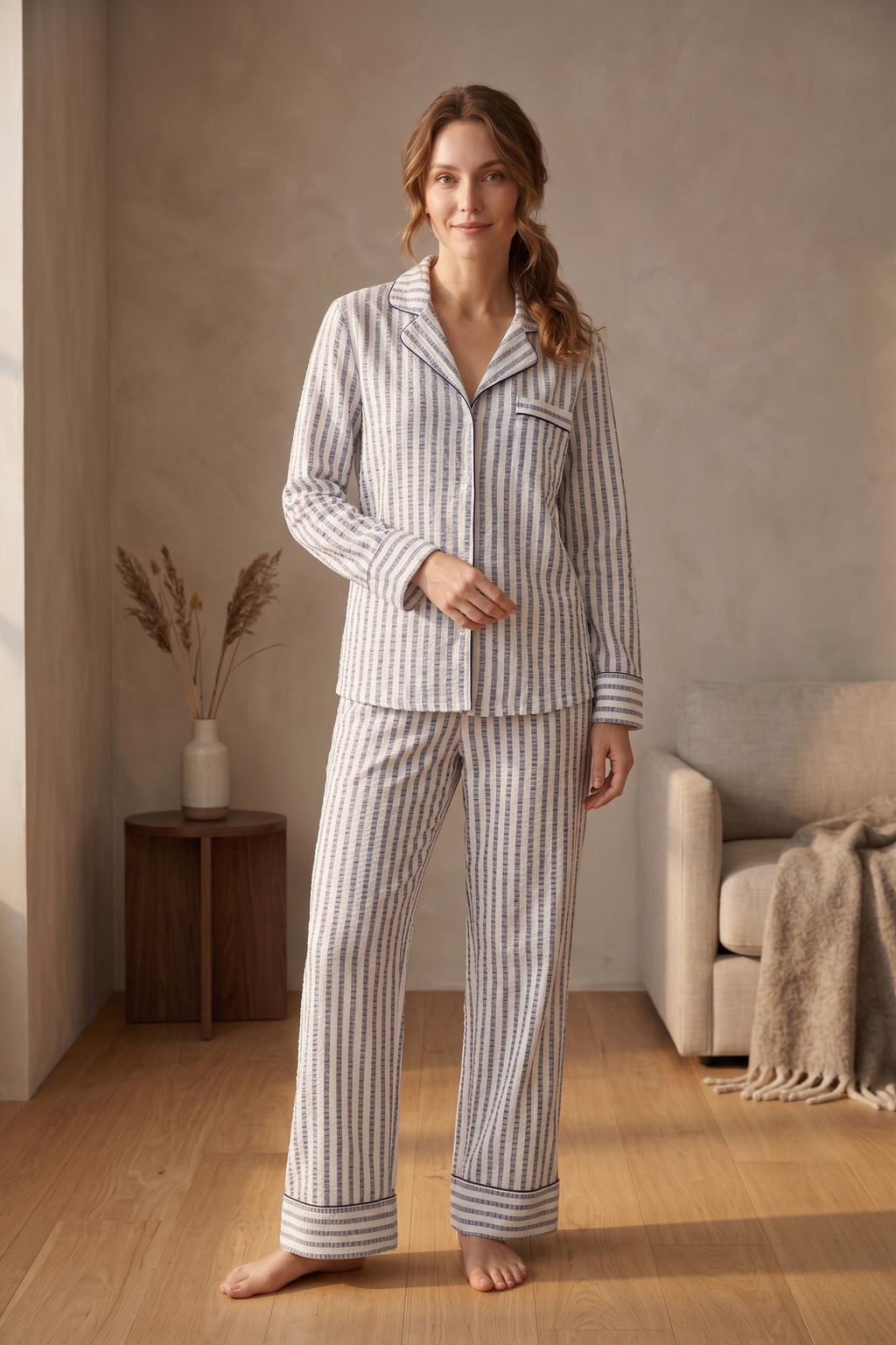 PJ73 Luxe Stripe Pajama Set | Premium Cotton Stretch French Terry