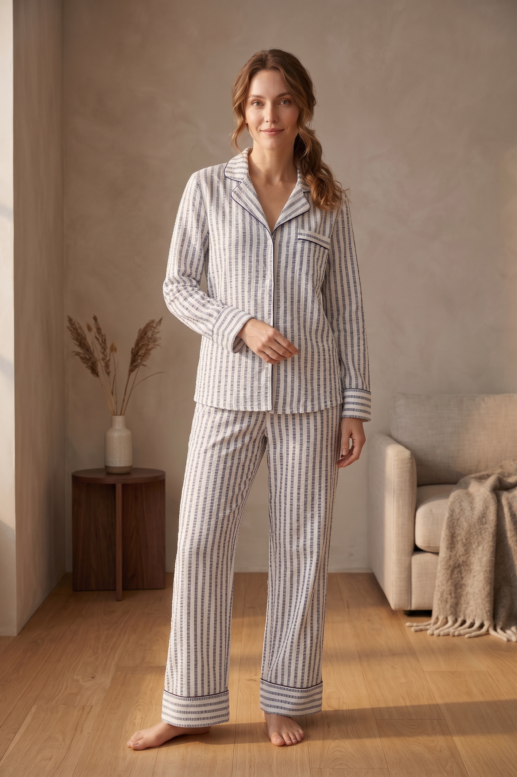 PJ73 Luxe Stripe Pajama Set | Premium Cotton Stretch French Terry