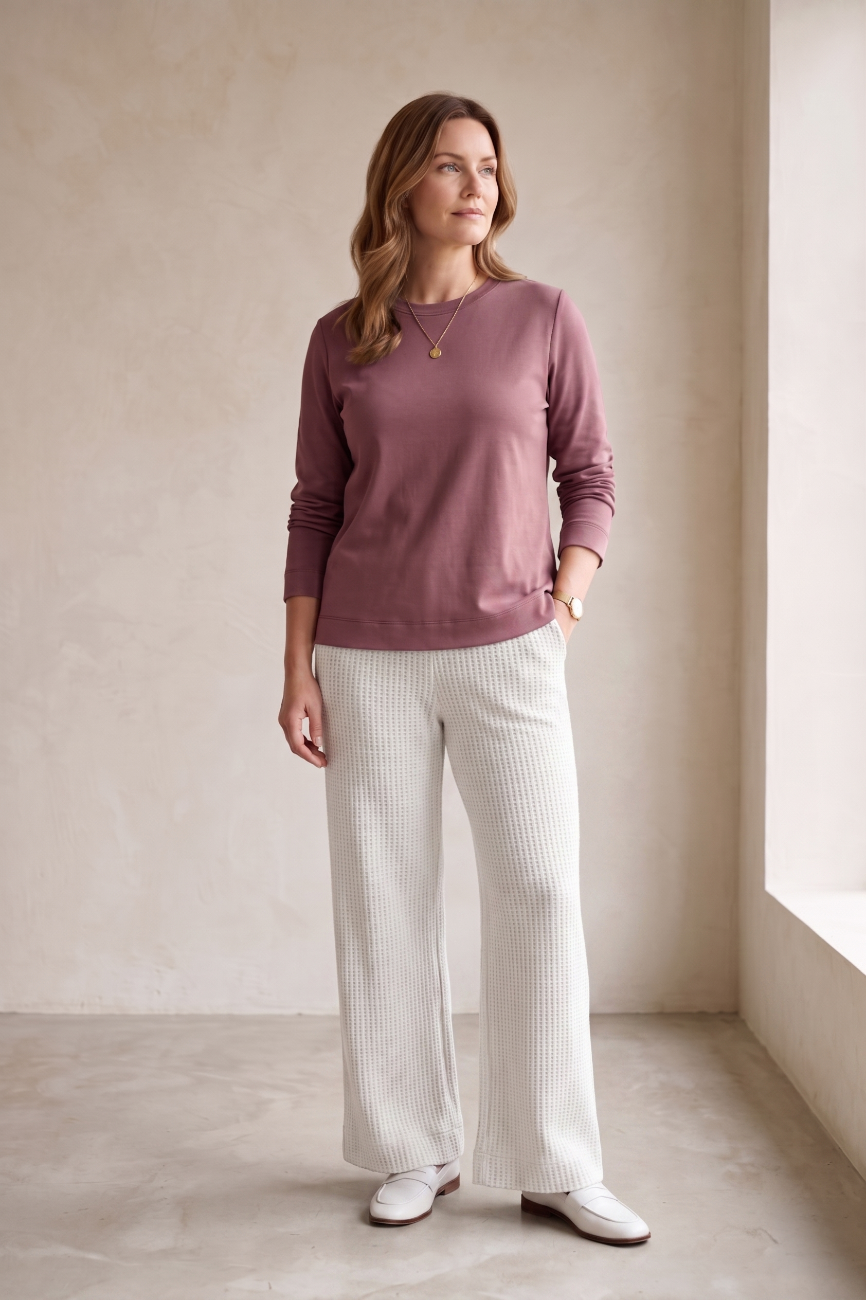 #705 Essential L/S Crew Neck Top in 100% Cotton Jersey