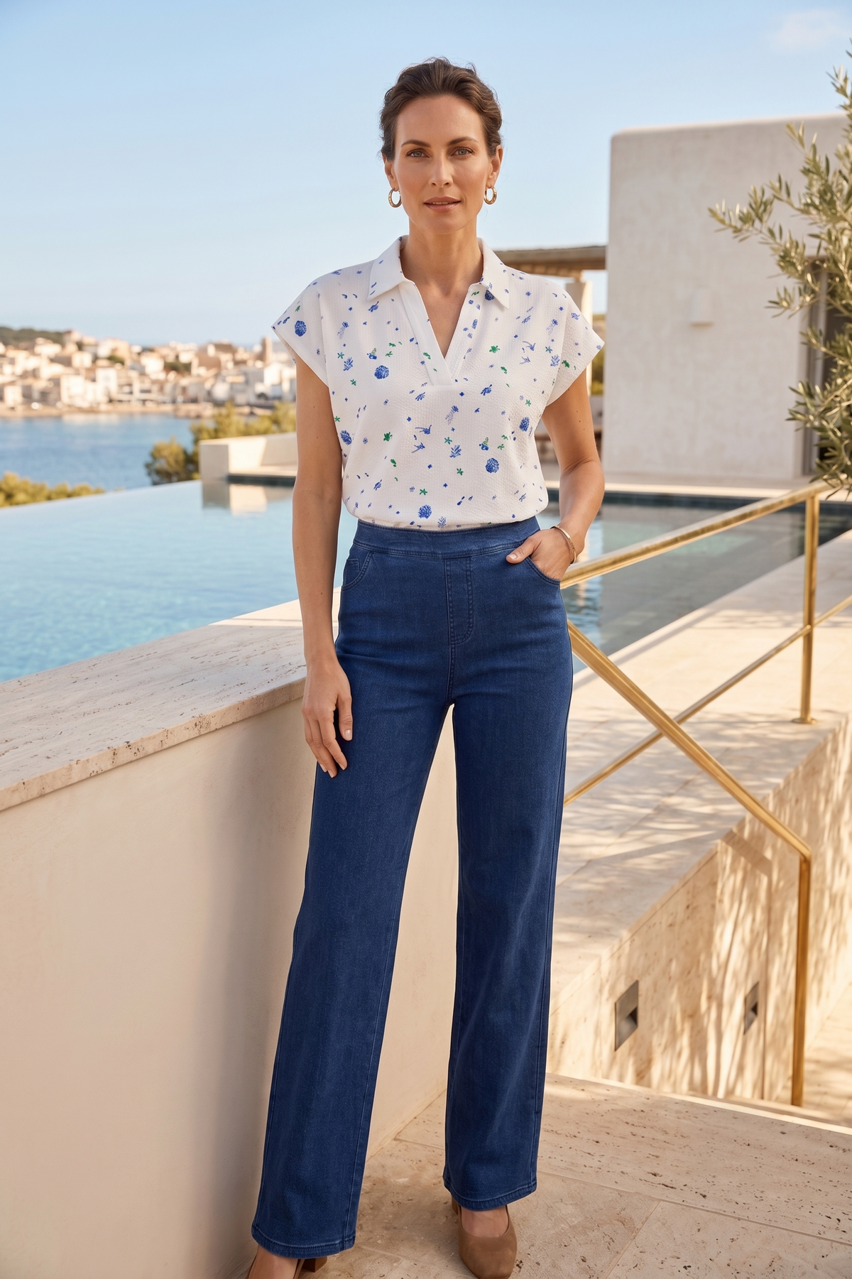 #D75 Pull-On Straight Leg Pants | Wild Palms Collection (Wholesale Pre-Pack)