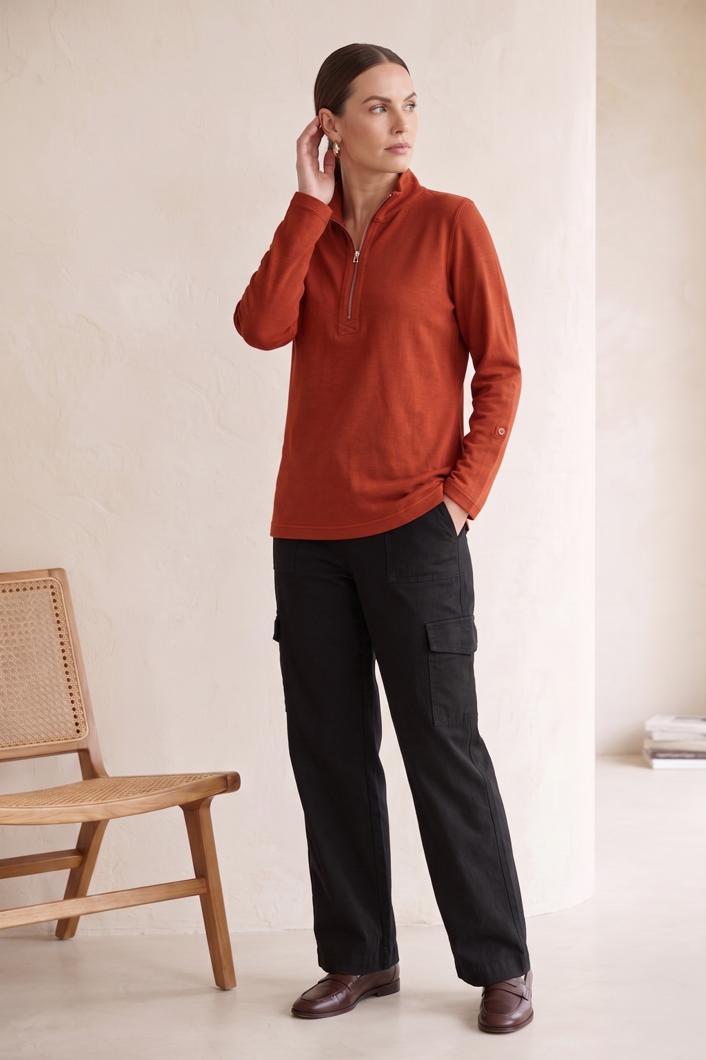 Premium Bracelet Sleeve Quarter-Zip Jersey Pullover - Cotton Spandex (#D38)