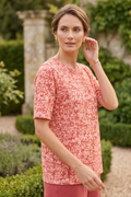 #J34 Elbow Slv. Splash Print Top | Wild Palms Collection (Wholesale Pre-Pack)