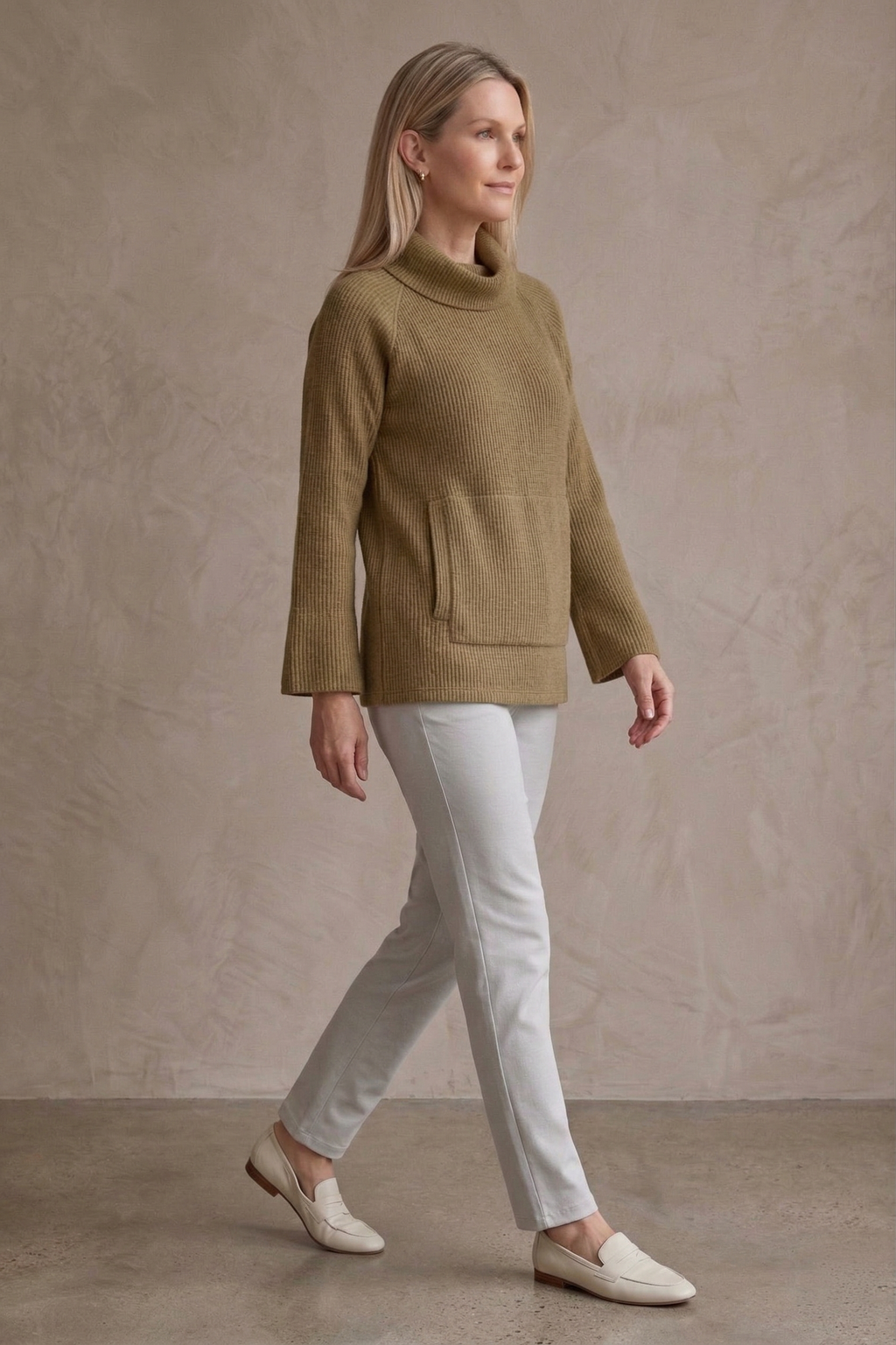 Wild Palms #7762 | Luxe Long Sleeve Cowlneck Top with Kangaroo Pocket