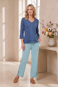 Style #1705: Women's 3/4 Sleeve Layered Hem Detail Top
