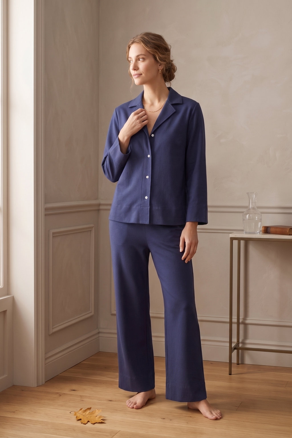 PJ75 Luxe Bracelet Sleeve Wide Leg Lounge Set | Premium Stretch French Terry