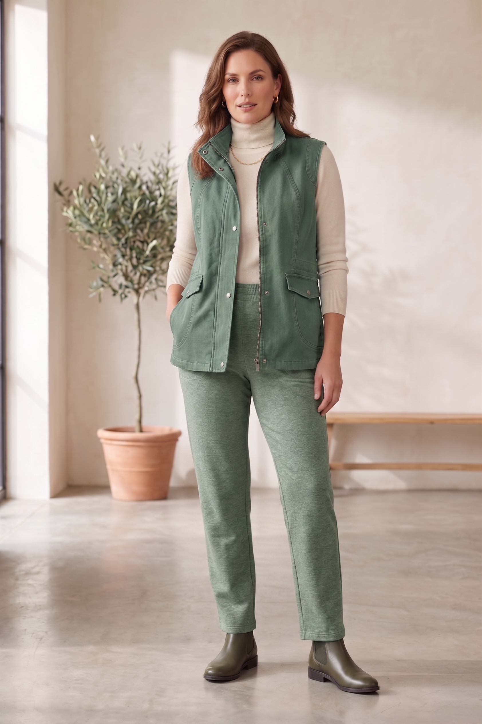Women’s Stretch Denim Cargo Vest (#D44)