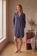 PJ74 Bow & Stripe Nightshirt | Premium Cotton Stretch French Terry