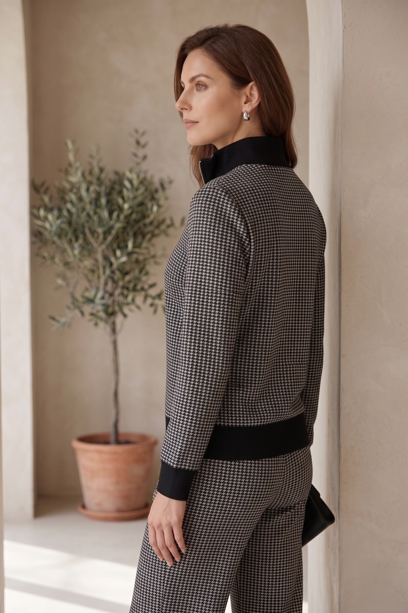 Women’s Premium Waffle Knit L/S Mock Neck Top – Style #W04