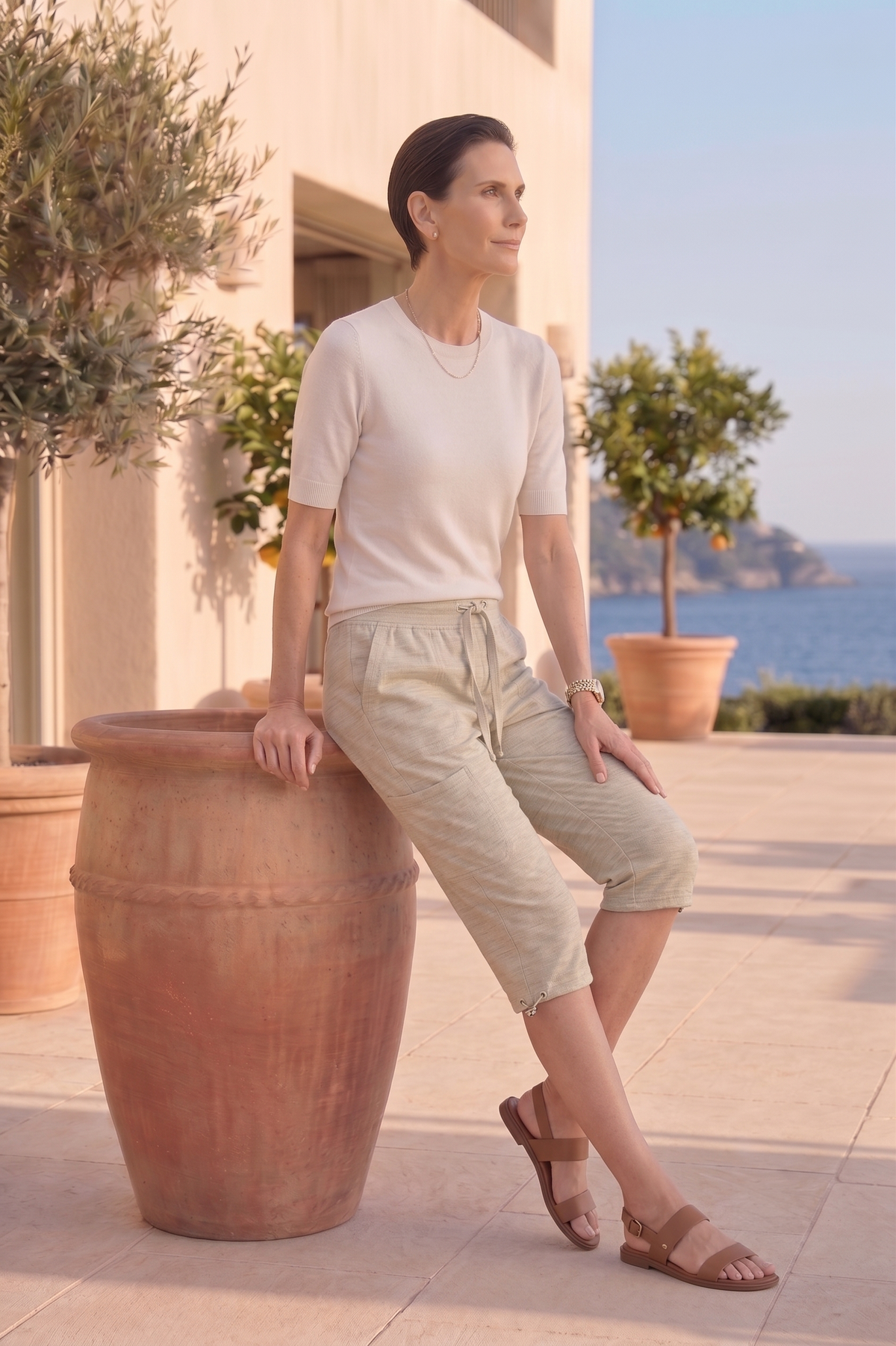 Style #5012 | Wholesale 100% Cotton String Cord Beach Walker Capri - Multiple Colors