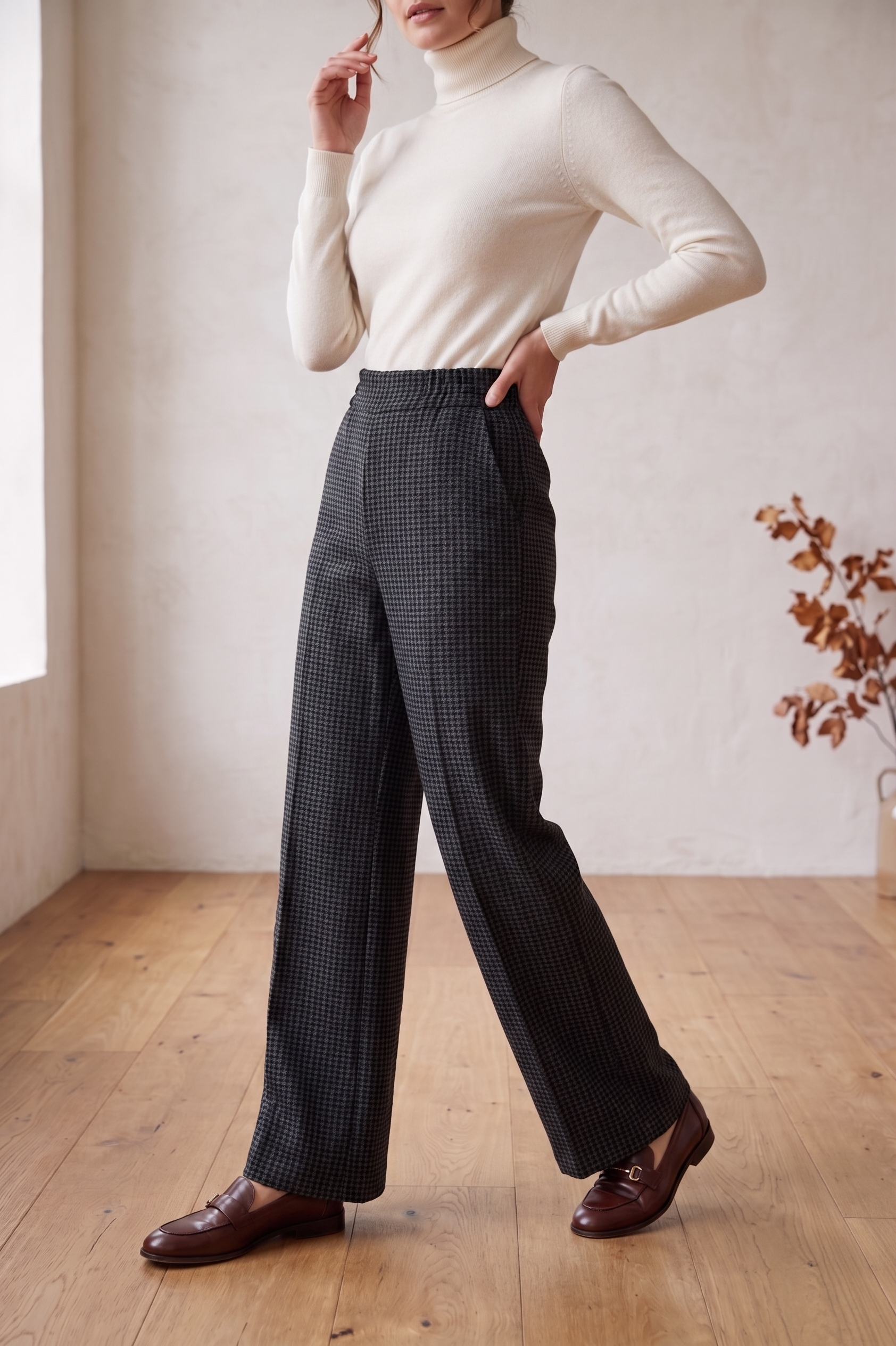 Premium Waffle Knit Wide Leg Pants | Wholesale Style #W09