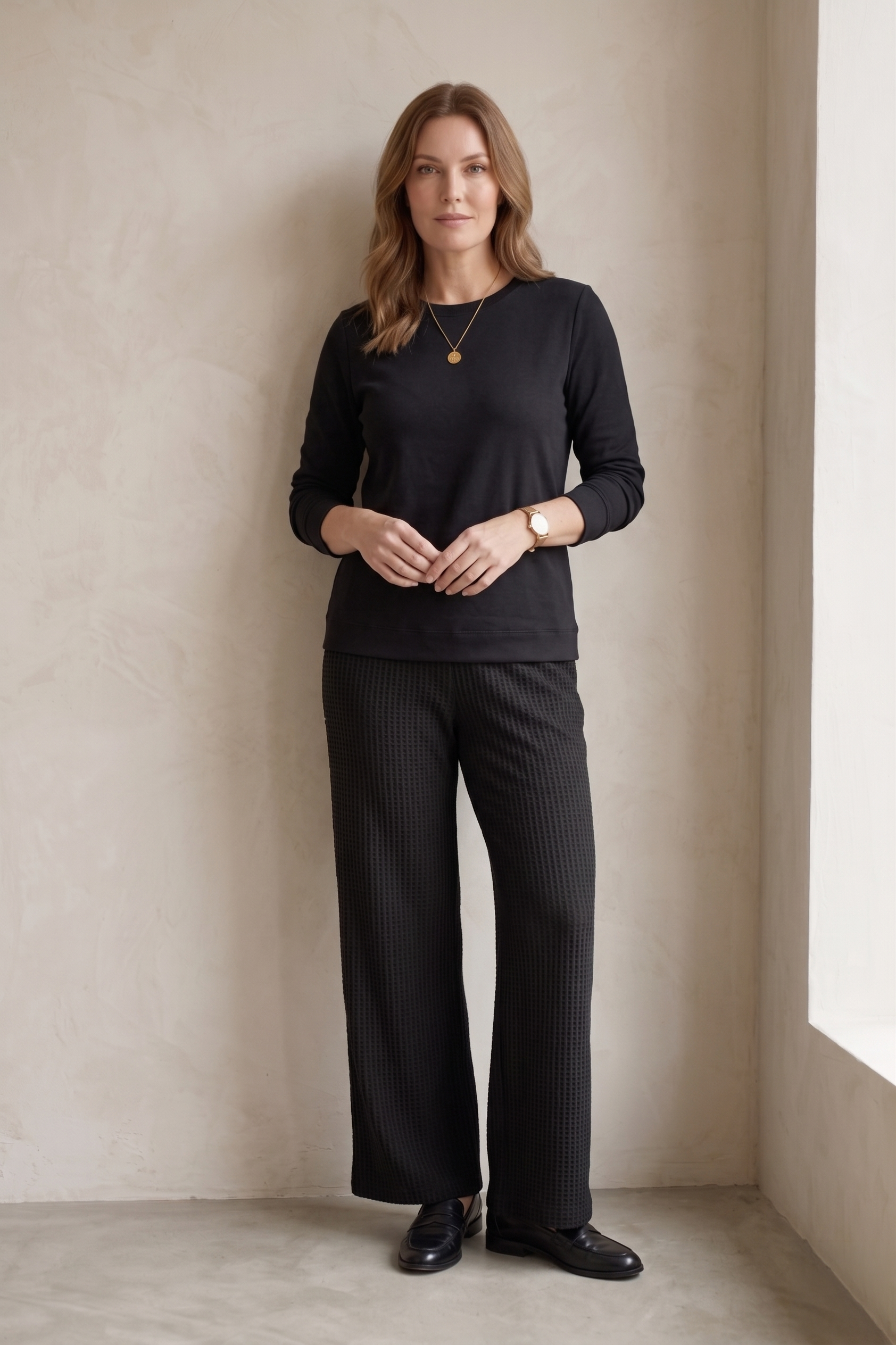 #705 Essential L/S Crew Neck Top in 100% Cotton Jersey