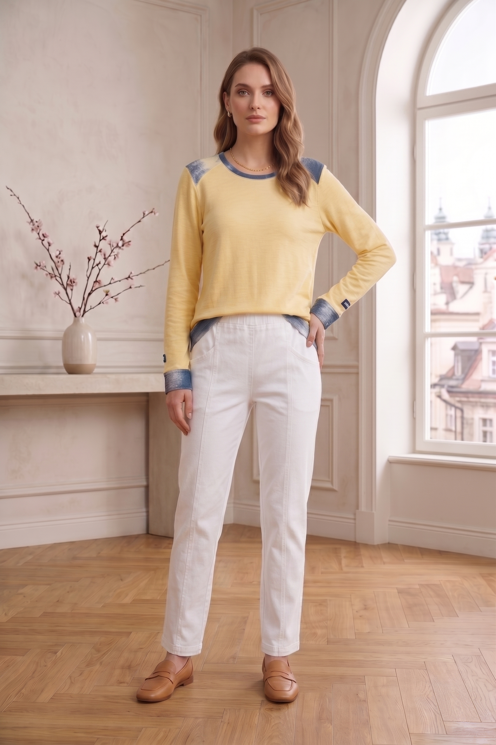 Wholesale Style #8302 | L/S Color Block Pullover - 100% Cotton Slub French Terry