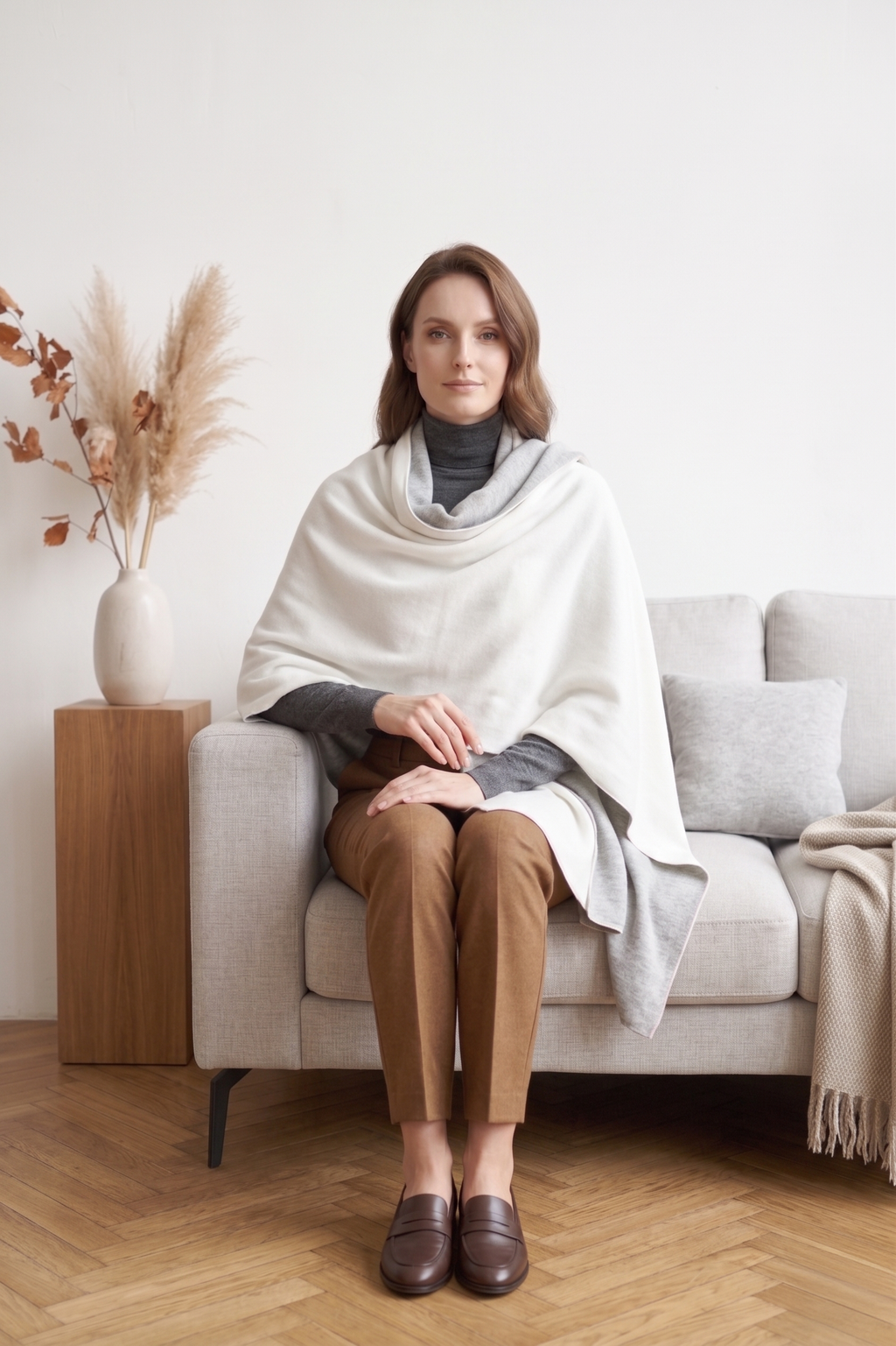 TW01 Double Face Travel Wrap & Scarf | Eco-Cozy, Wool & Silk Blend