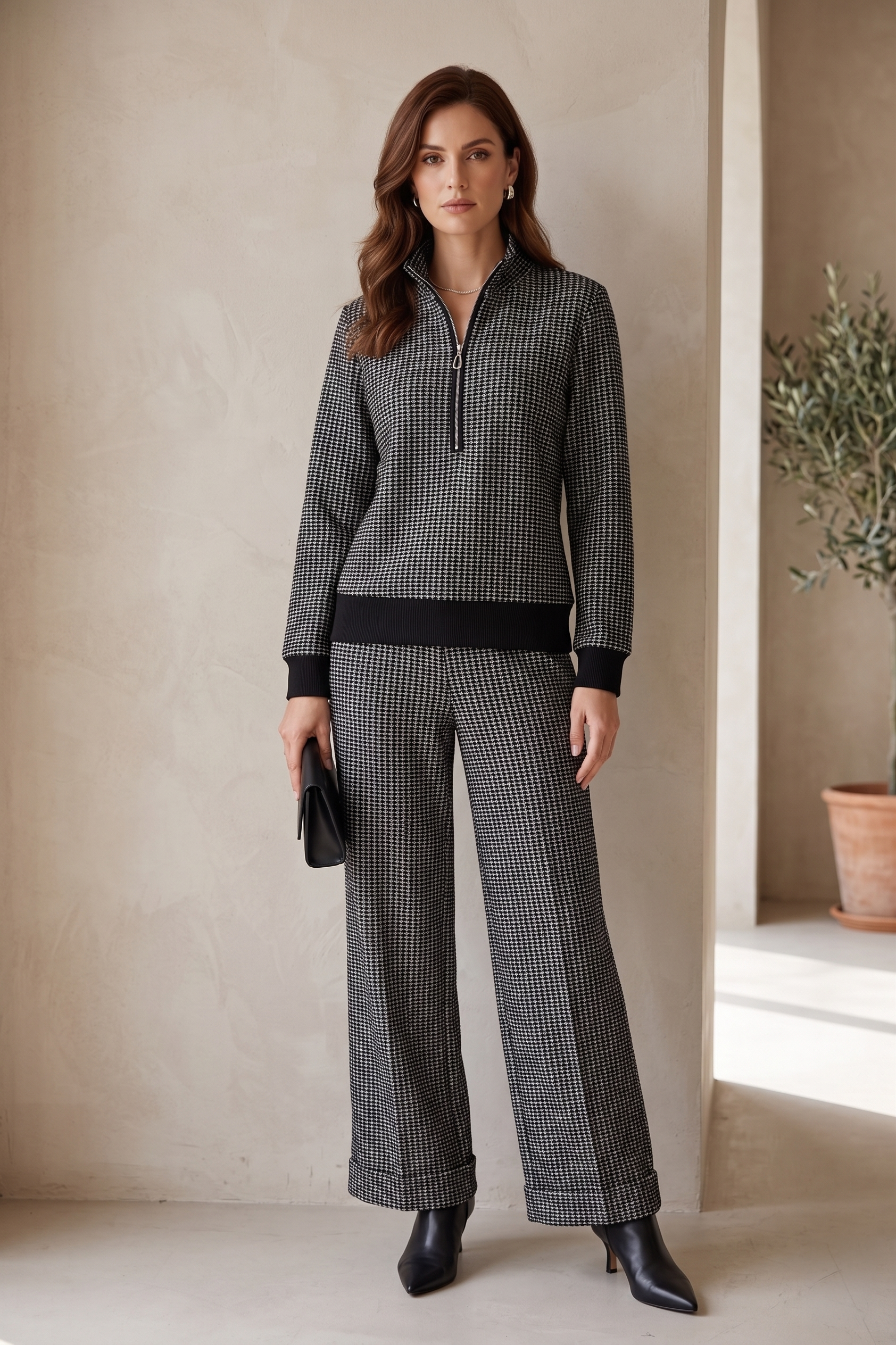 Women’s Premium Waffle Knit L/S Mock Neck Top – Style #W04