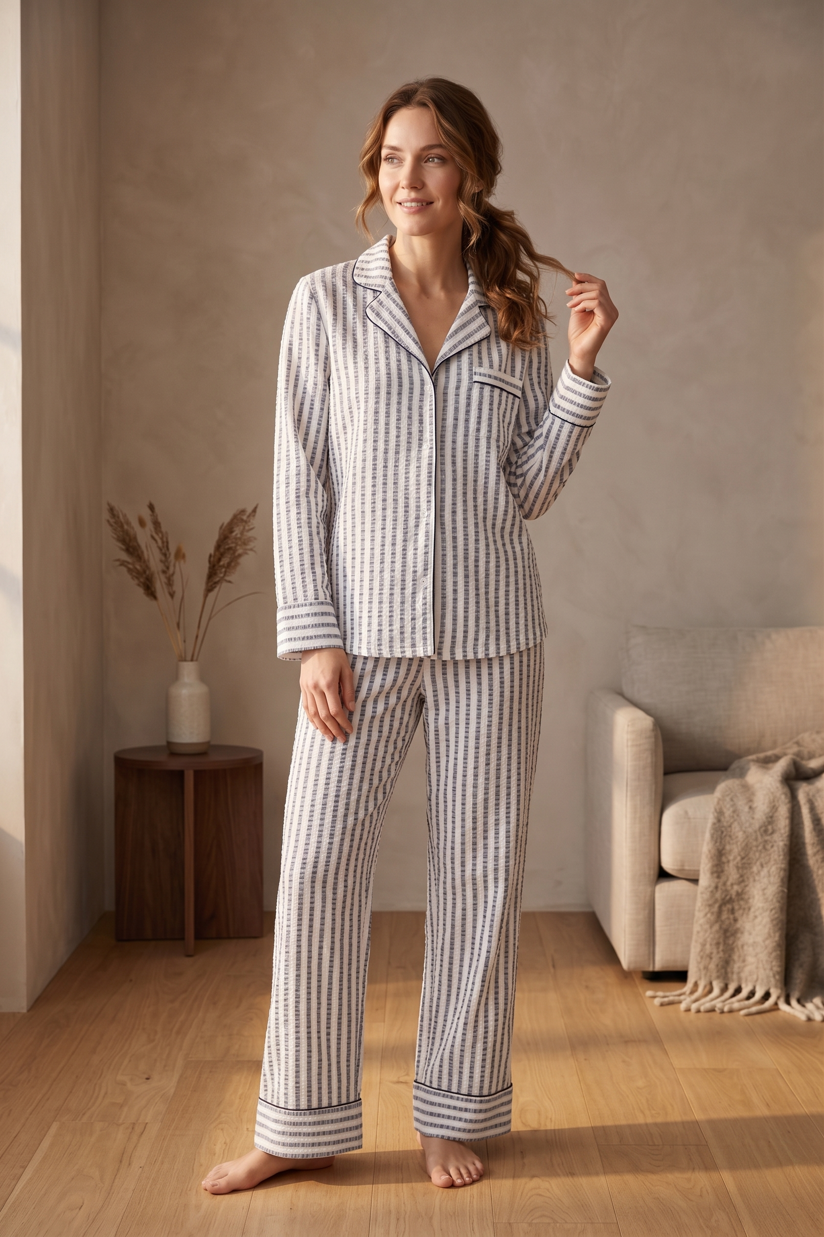 PJ73 Luxe Stripe Pajama Set | Premium Cotton Stretch French Terry