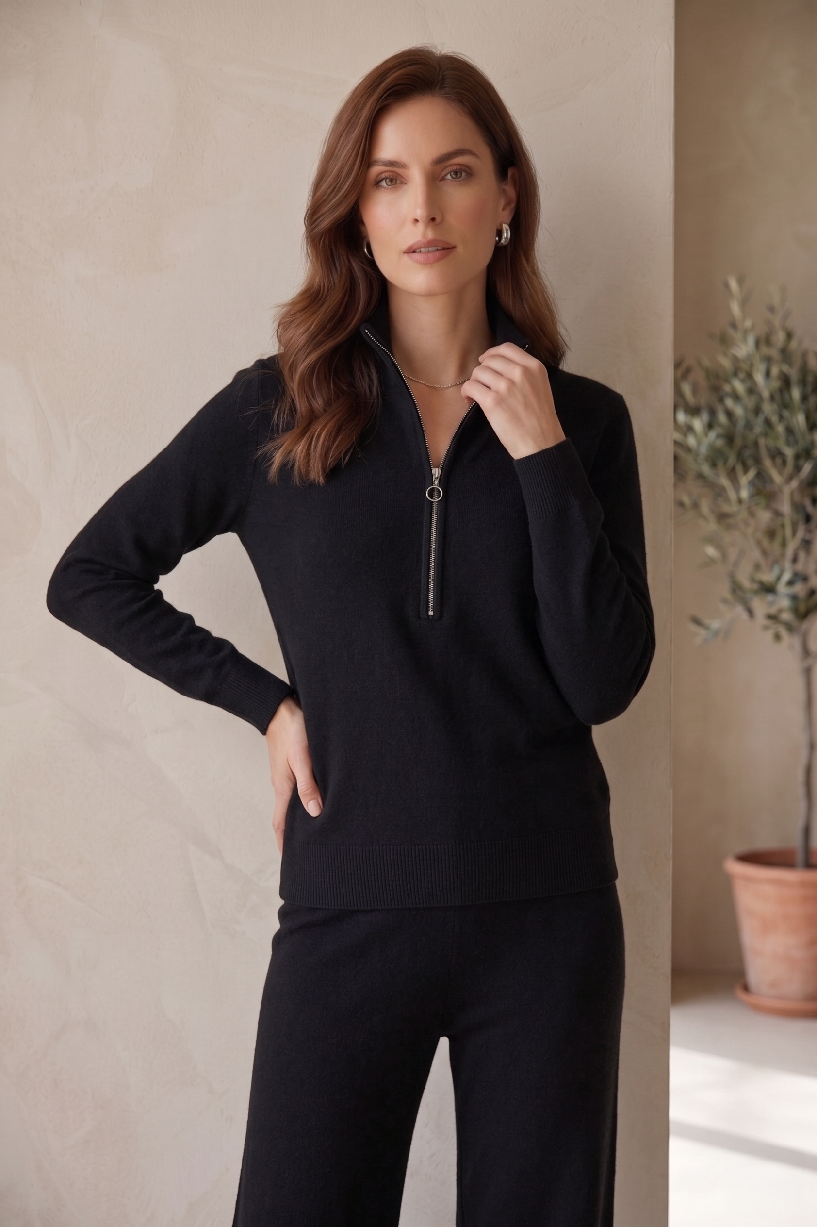 Women’s Premium Waffle Knit L/S Mock Neck Top – Style #W04
