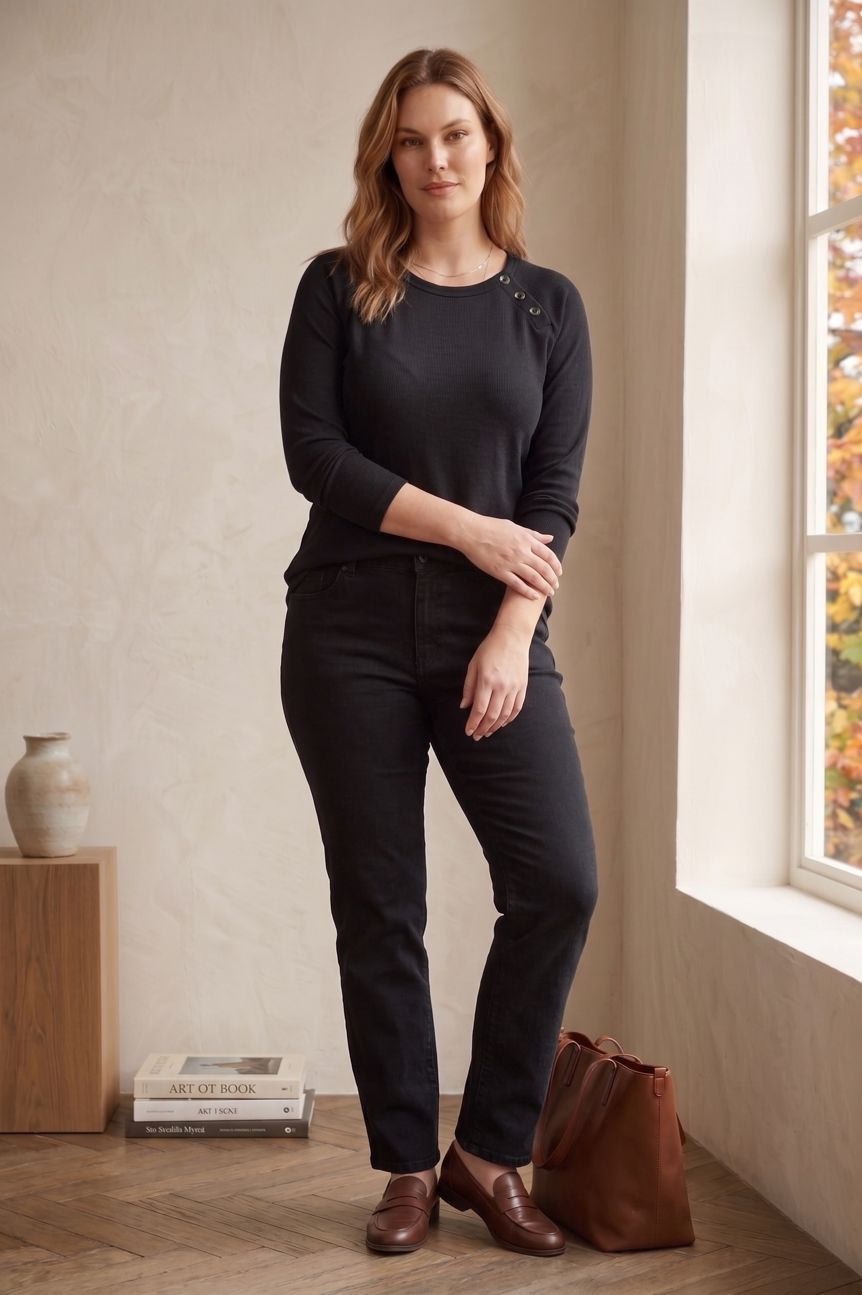 #D18 Long Sleeve Ribbed Jersey Top - Button Detail