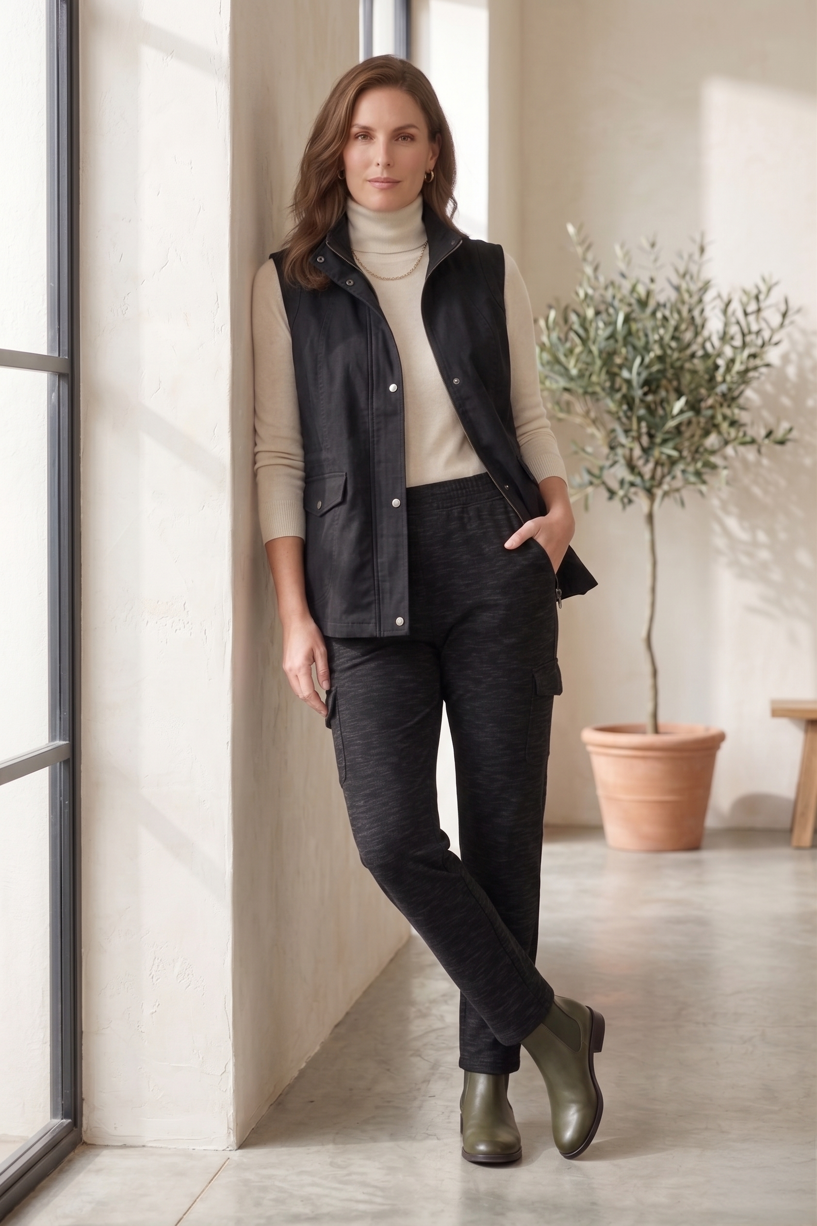 Women’s Stretch Denim Cargo Vest (#D44)