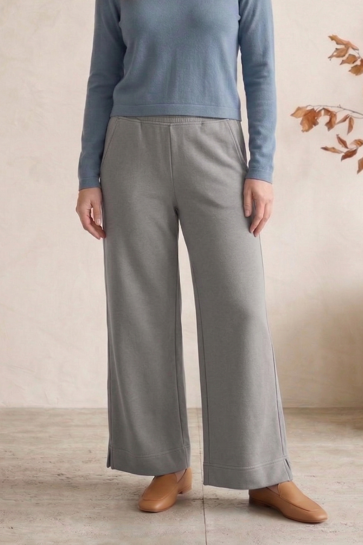 #5749 Stretch French Terry Wide Leg Pants